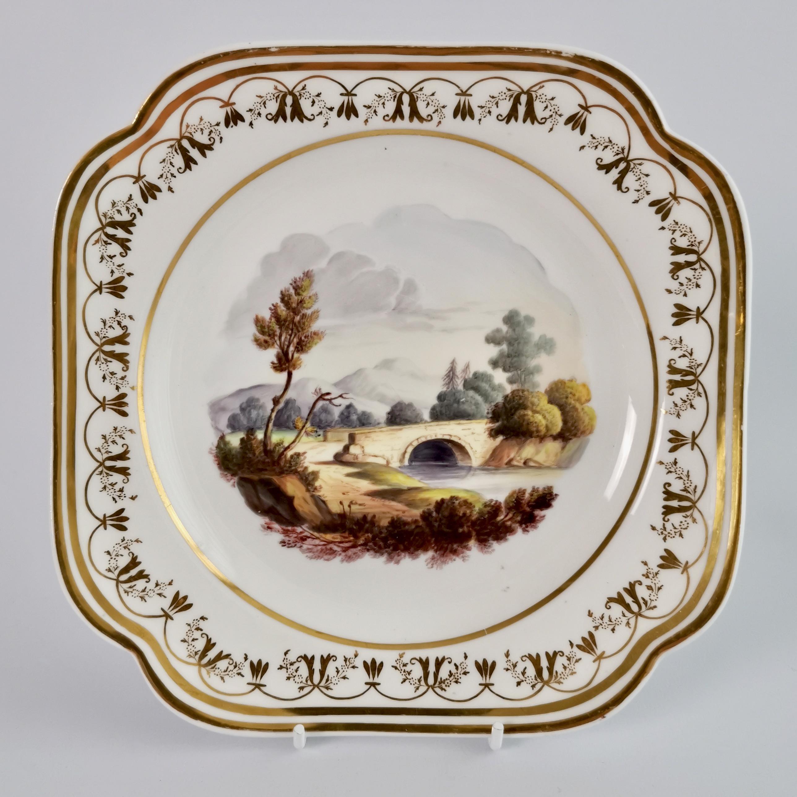 Spode Felspar Porcelain Dessert Service, Landscape Paintings, Regency ca 1820 1