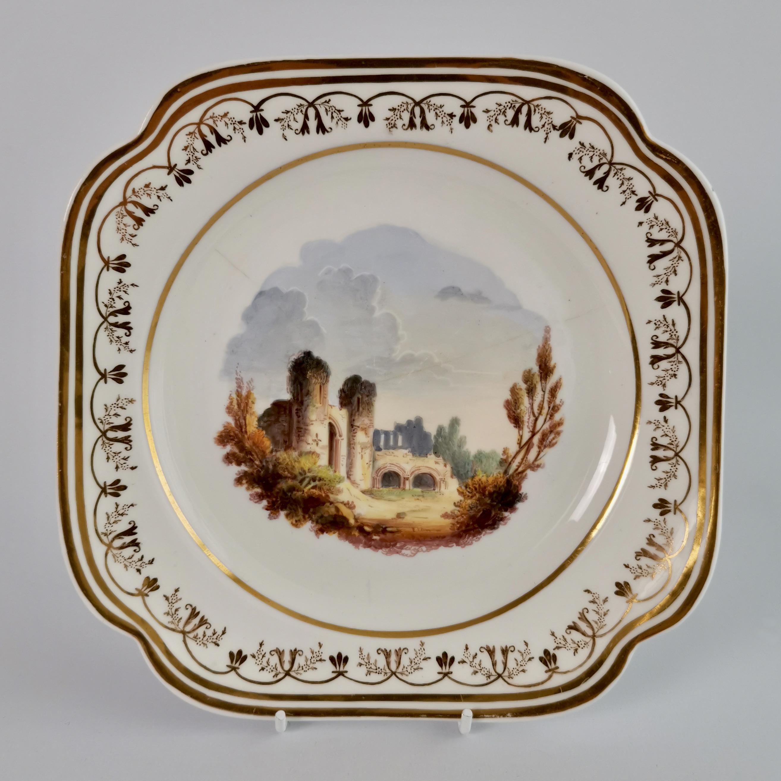 Spode Felspar Porcelain Dessert Service, Landscape Paintings, Regency ca 1820 3
