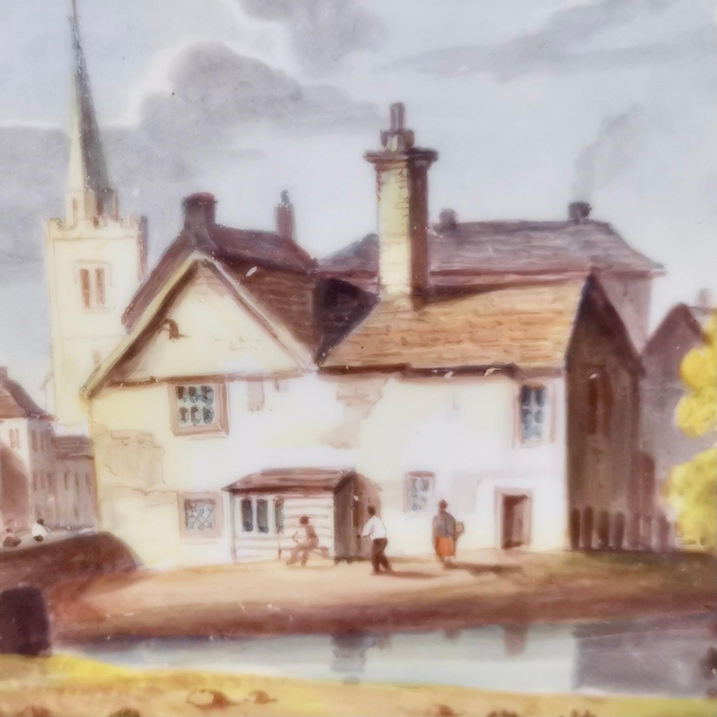 Spode Felspar-Porzellanteller, Landschaftsgemälde, Regency ca. 1822 (Englisch) im Angebot