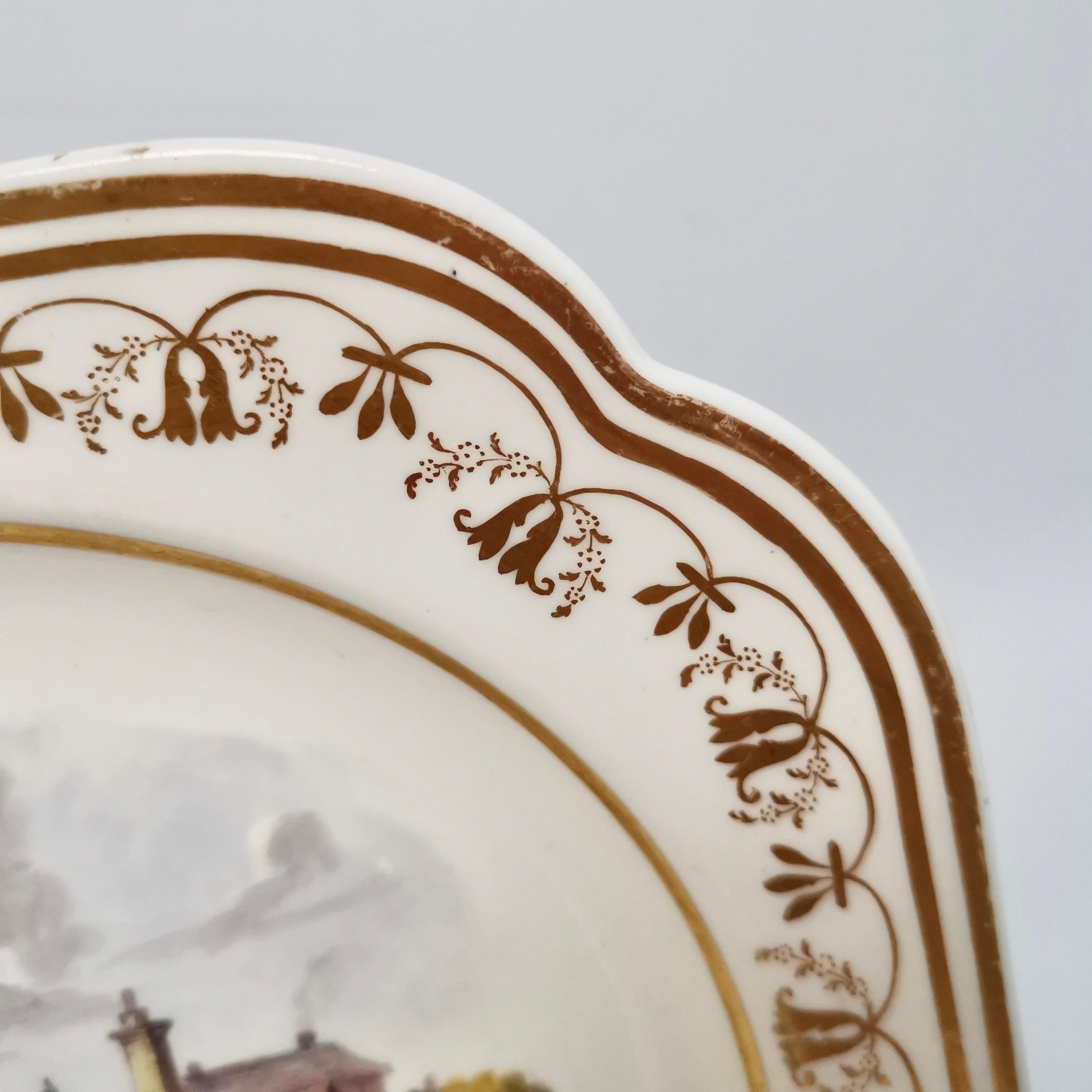 Spode Felspar-Porzellanteller, Landschaftsgemälde, Regency ca. 1822 (Frühes 19. Jahrhundert) im Angebot