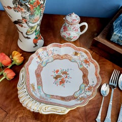 Spode Felspar Porcelain Shell Dish, Chinoiserie Famille Rose Fishermen