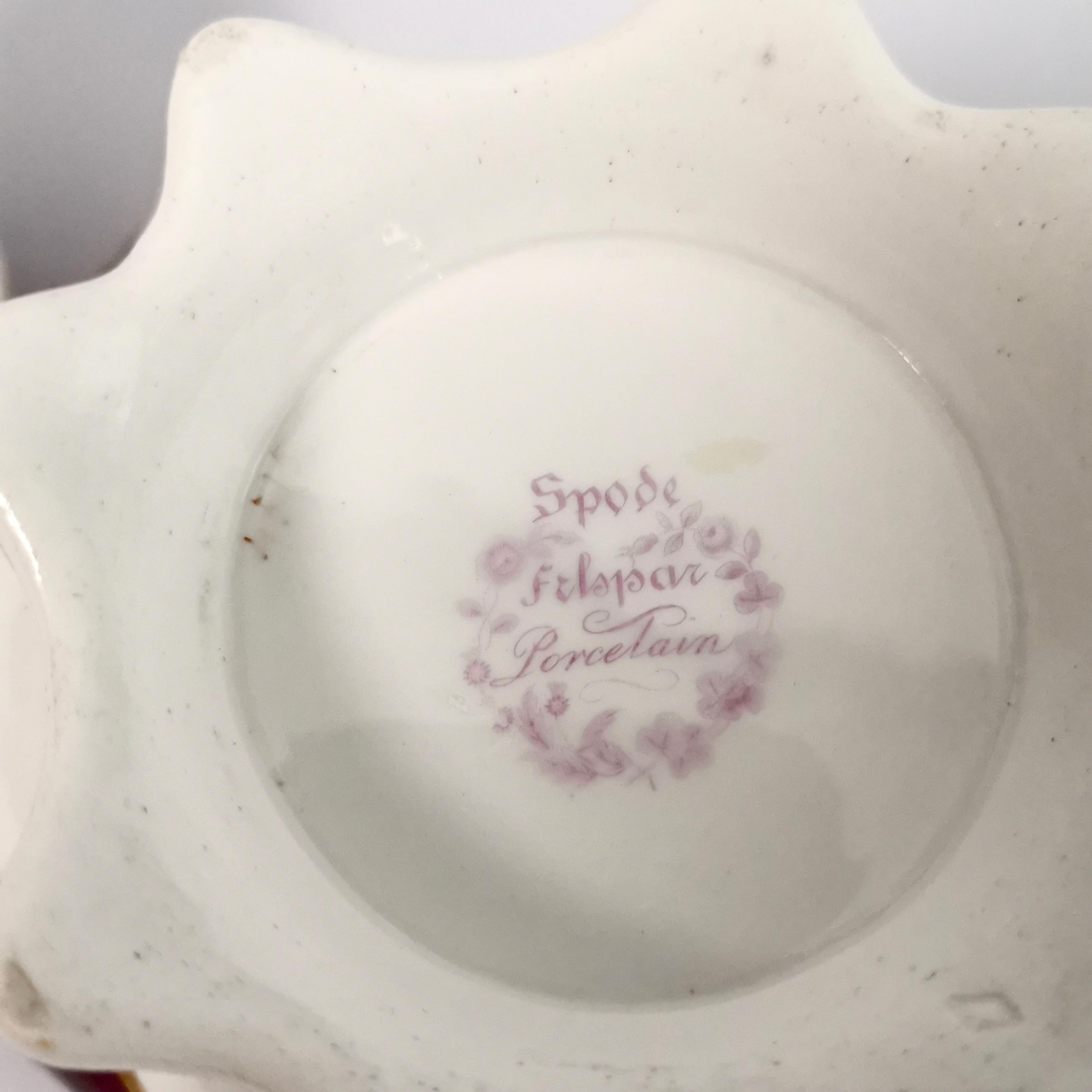 Spode Felspar Porcelain Sucrier, Maroon with Flowers, Rococo Revival, circa 1830 12
