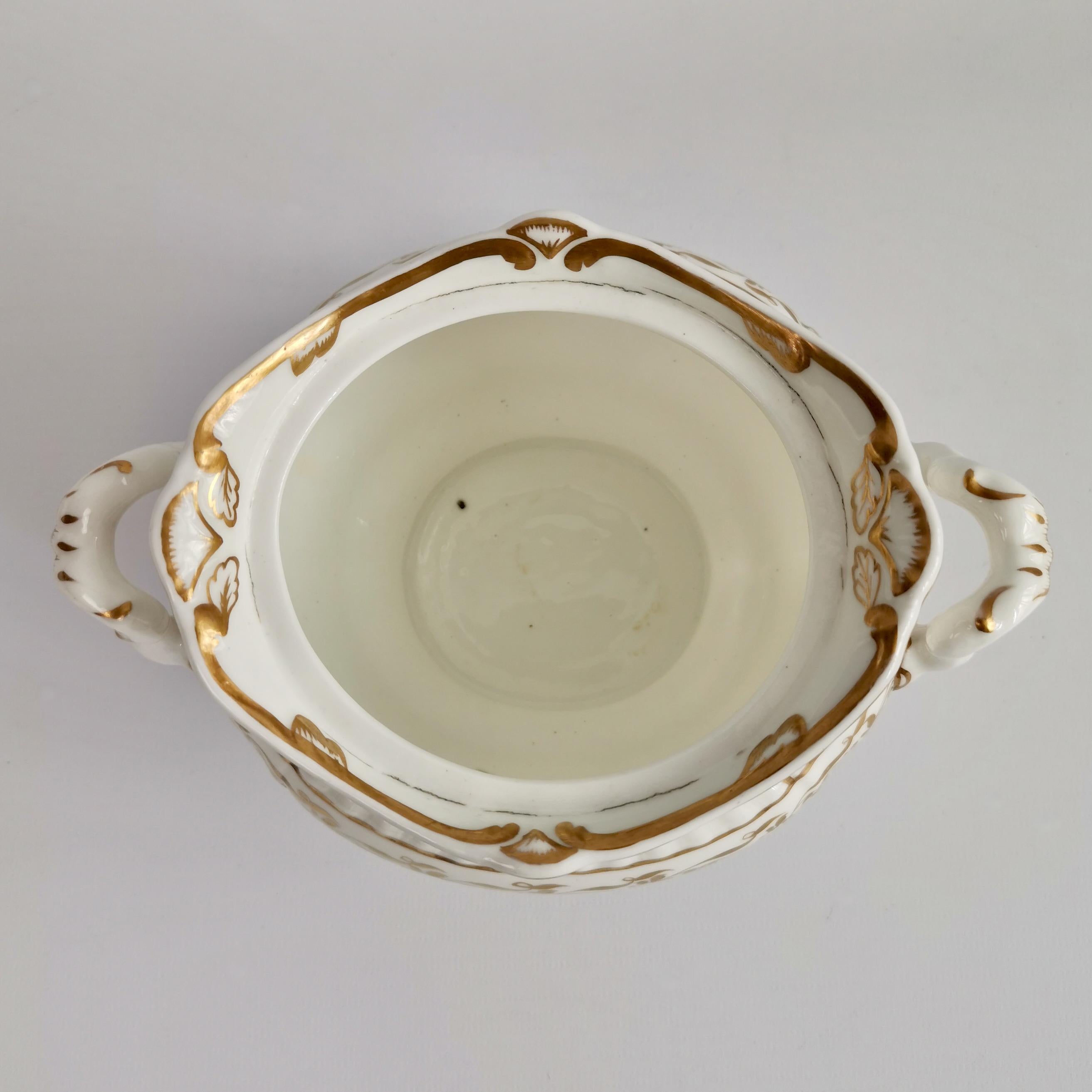 Spode Felspar Porcelain Sucrier, White, Gilt and Pink Harebells, circa 1828 5