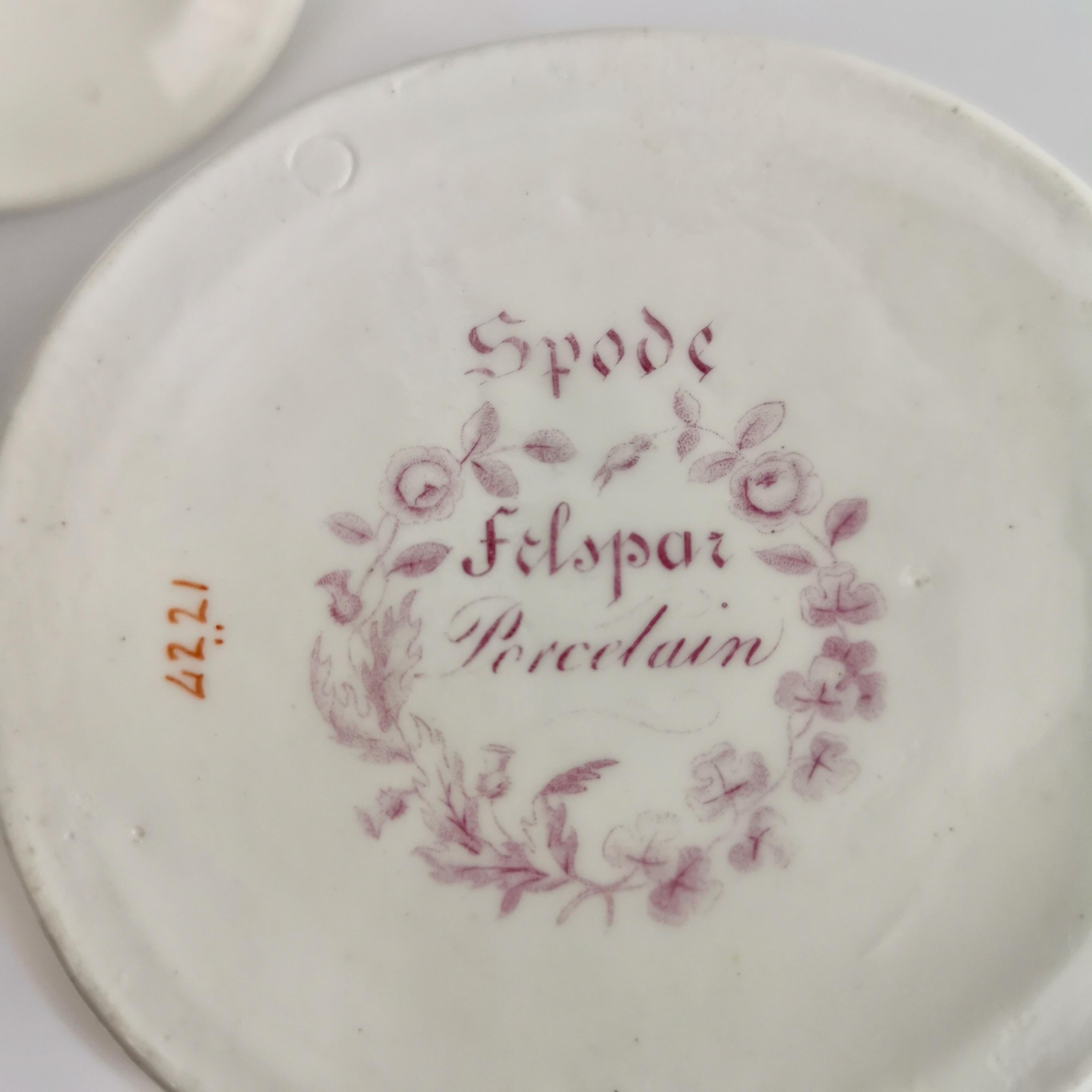 Spode Felspar Porcelain Sucrier, White, Gilt and Pink Harebells, circa 1828 7
