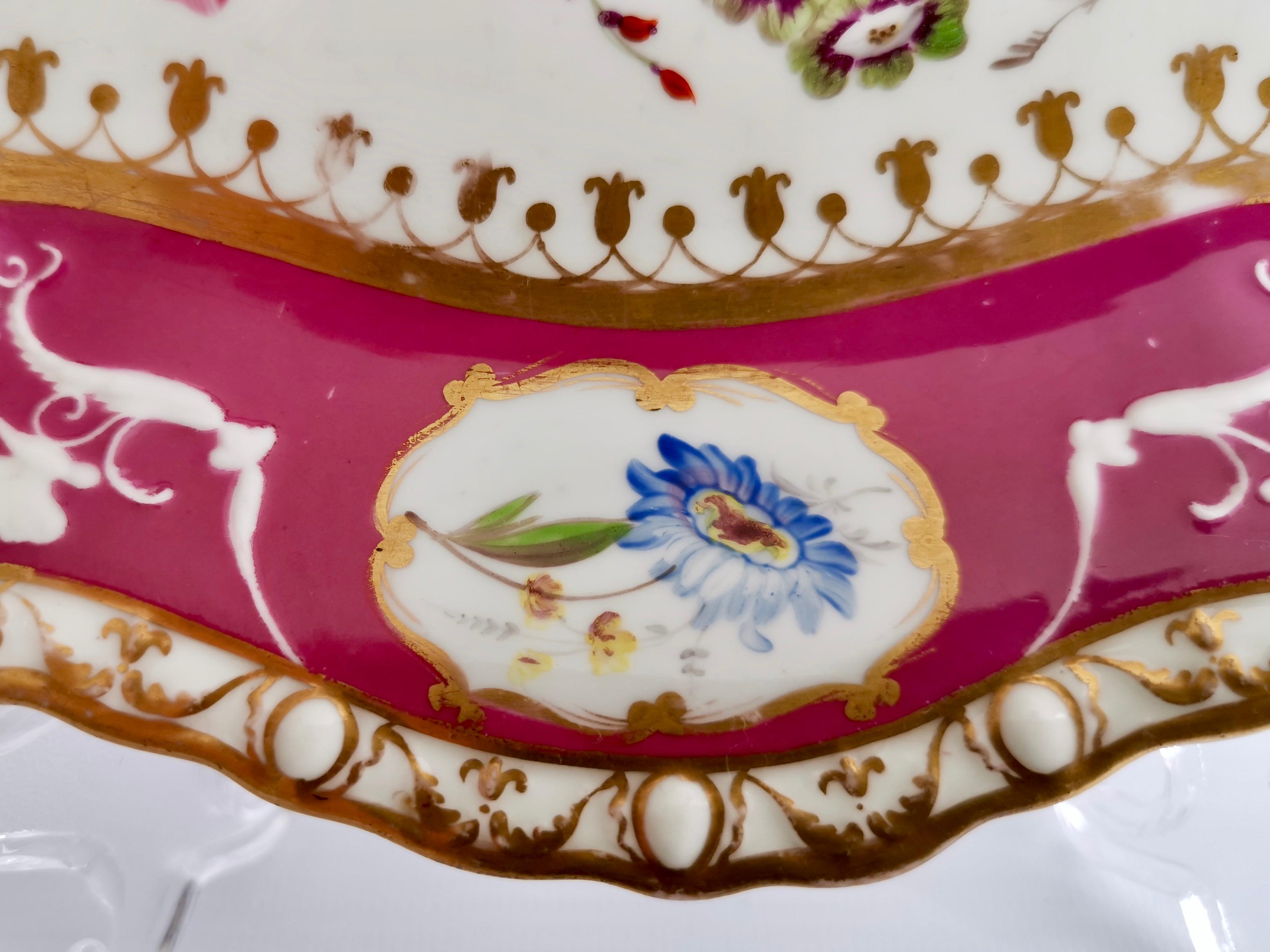 Spode Felspar Serving Dish, Maroon with Sublime Flowers, 1831 2