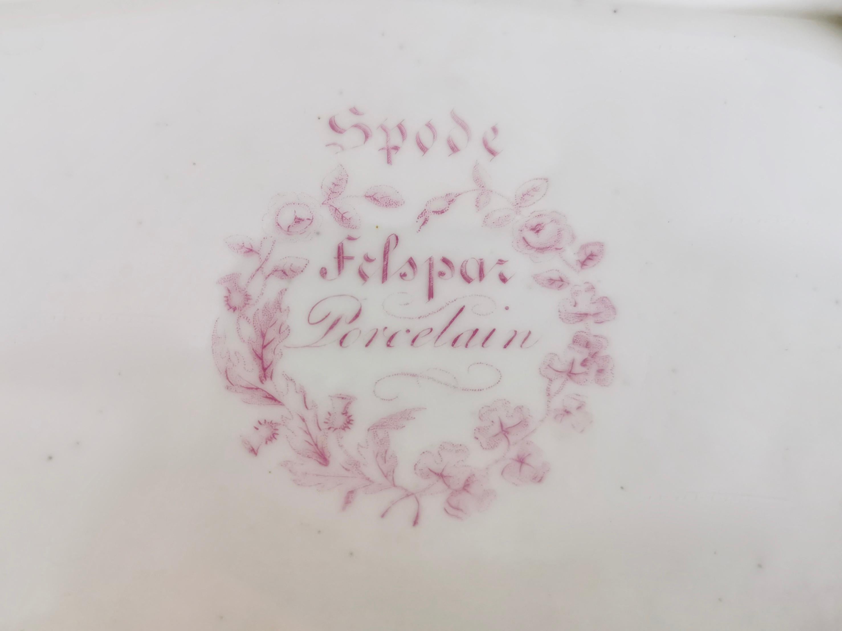 Spode Felspar Serving Dish, Maroon with Sublime Flowers, 1831 6