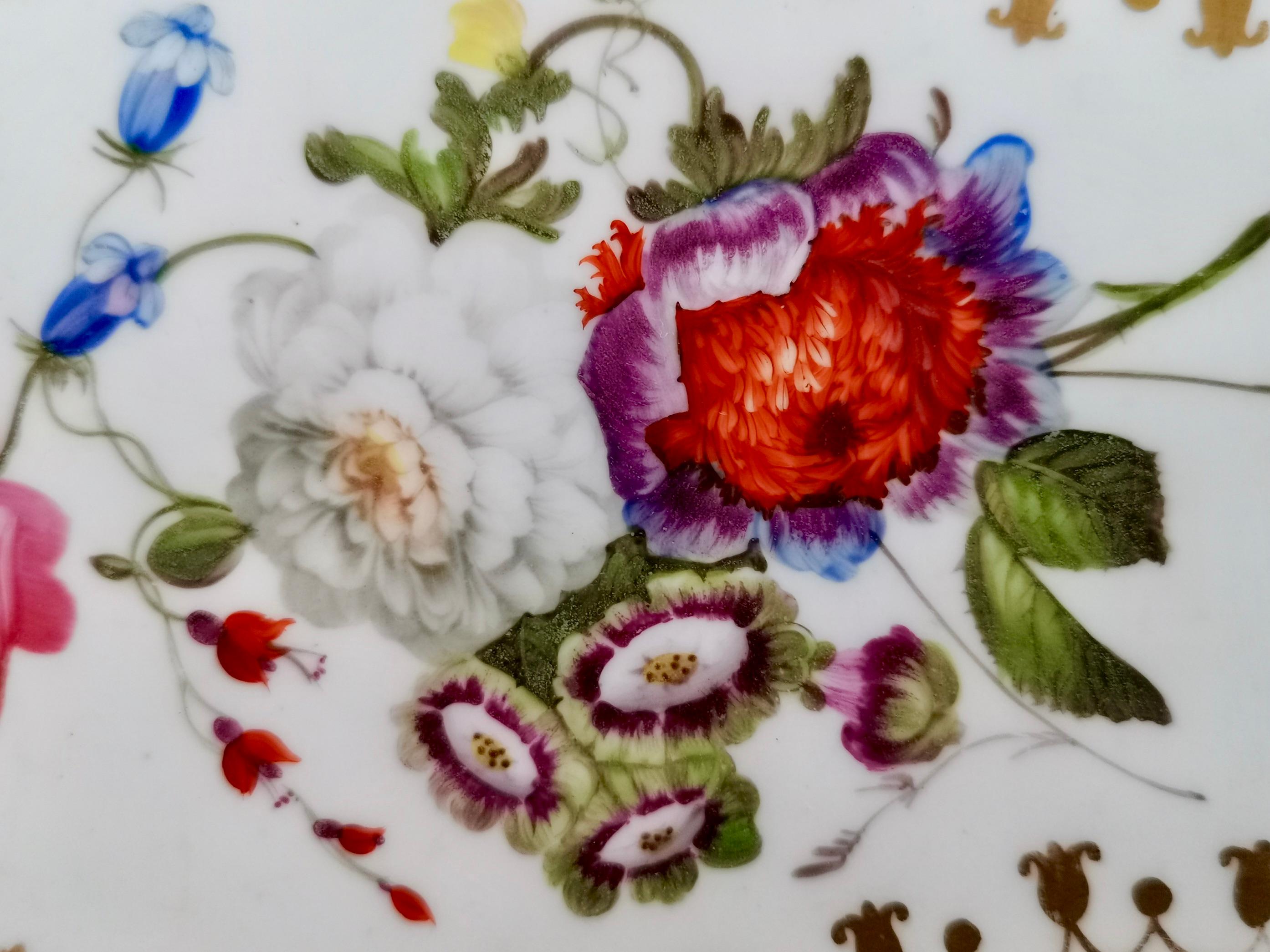 English Spode Felspar Serving Dish, Maroon with Sublime Flowers, 1831
