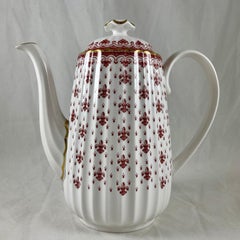 Spode Fleur de Lys Red & Gold Bone China Fluted Chelsea Coffee Pot