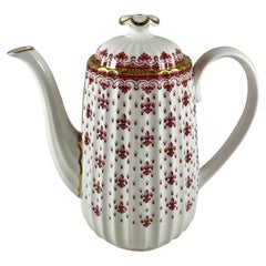 Spode Fleur de Lys Red & Gold Bone China Fluted Chelsea Coffee Pot