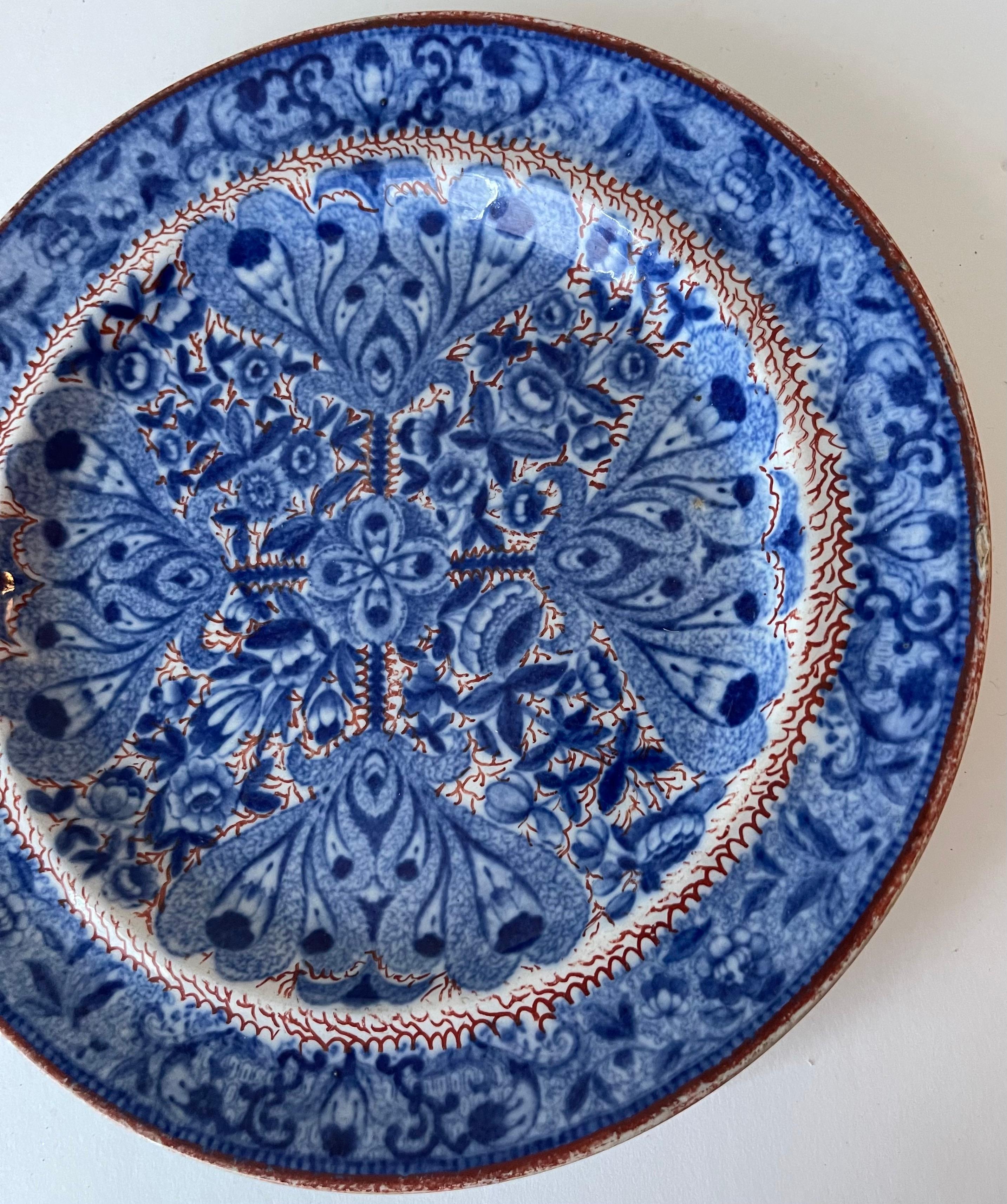 Regency Spode Flower Cross Clobberware Plate For Sale