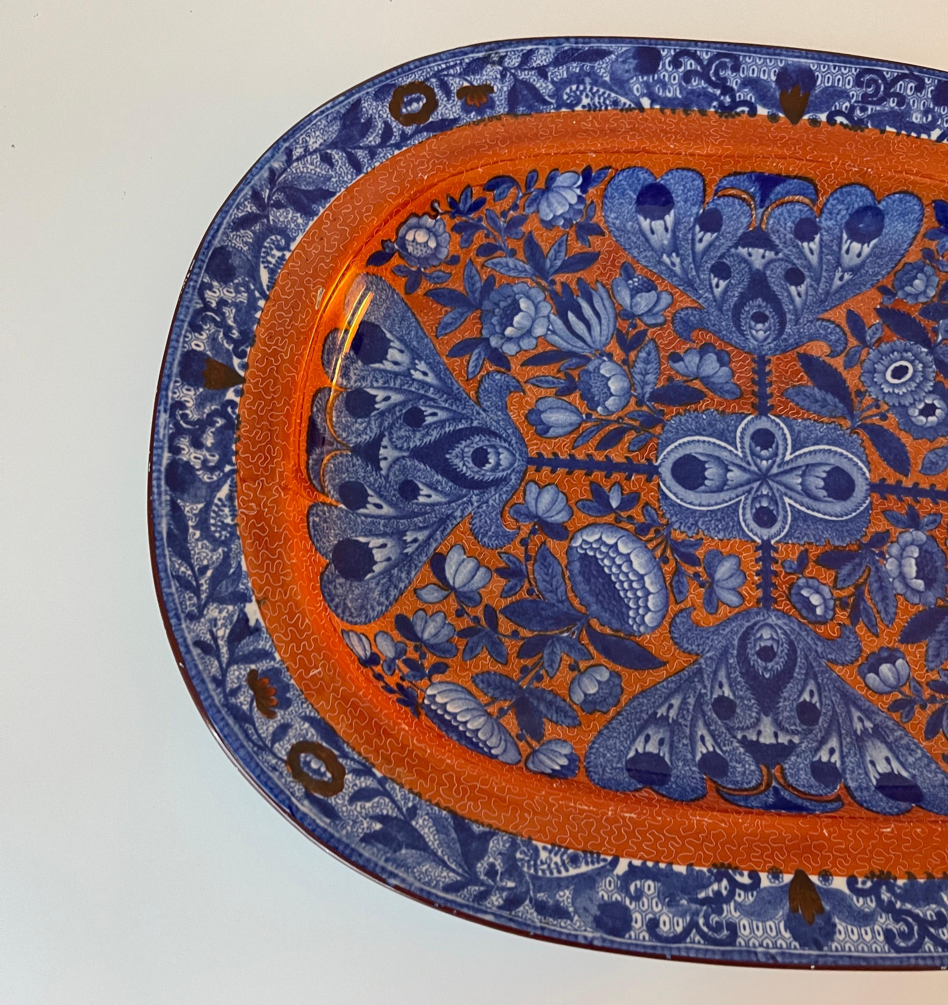 Spode Flower Cross Clobberware platter.