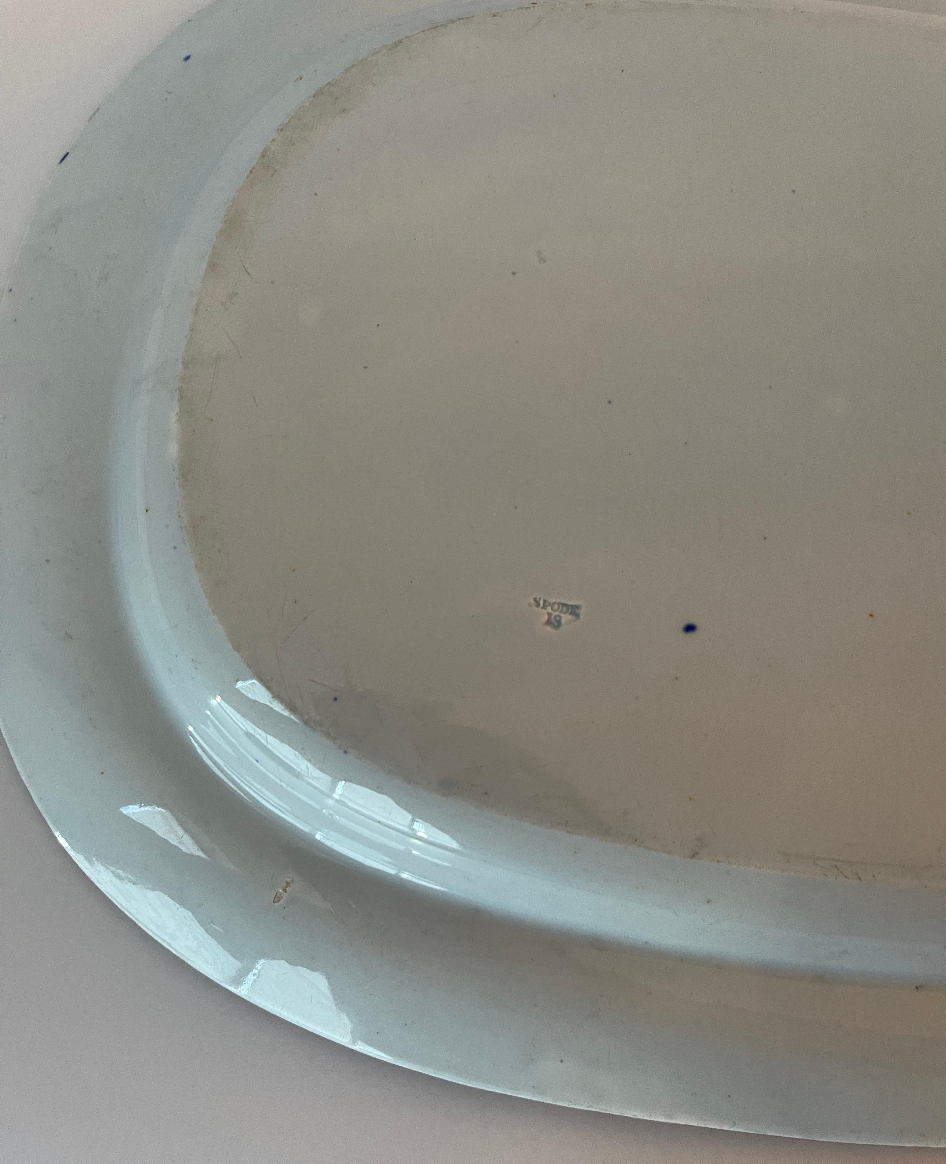 Porcelain Spode Flower Cross Clobberware Platter For Sale