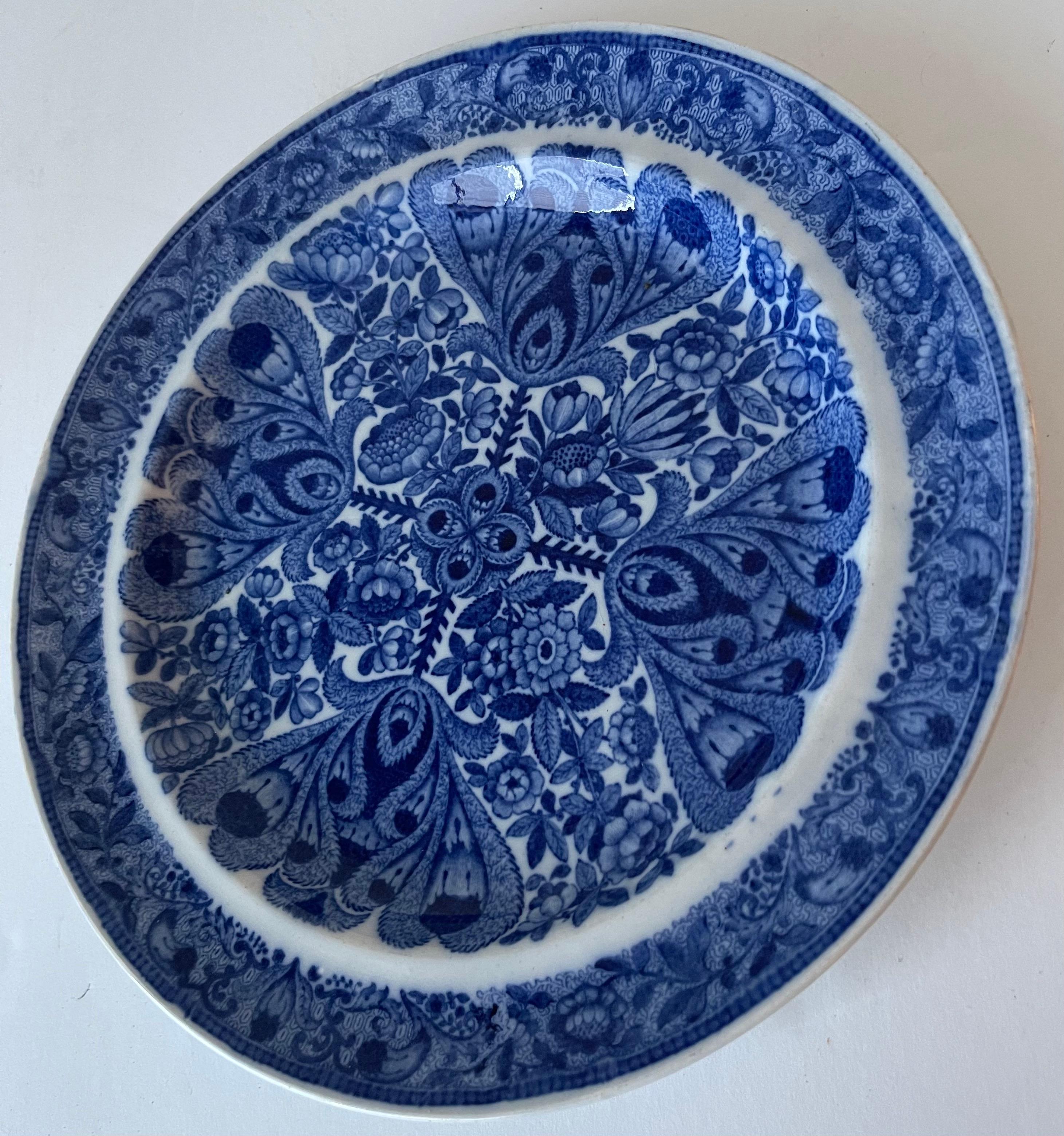 Mid-19th Century Spode Flower Cross Pearlware Plates, Set of 5 For Sale
