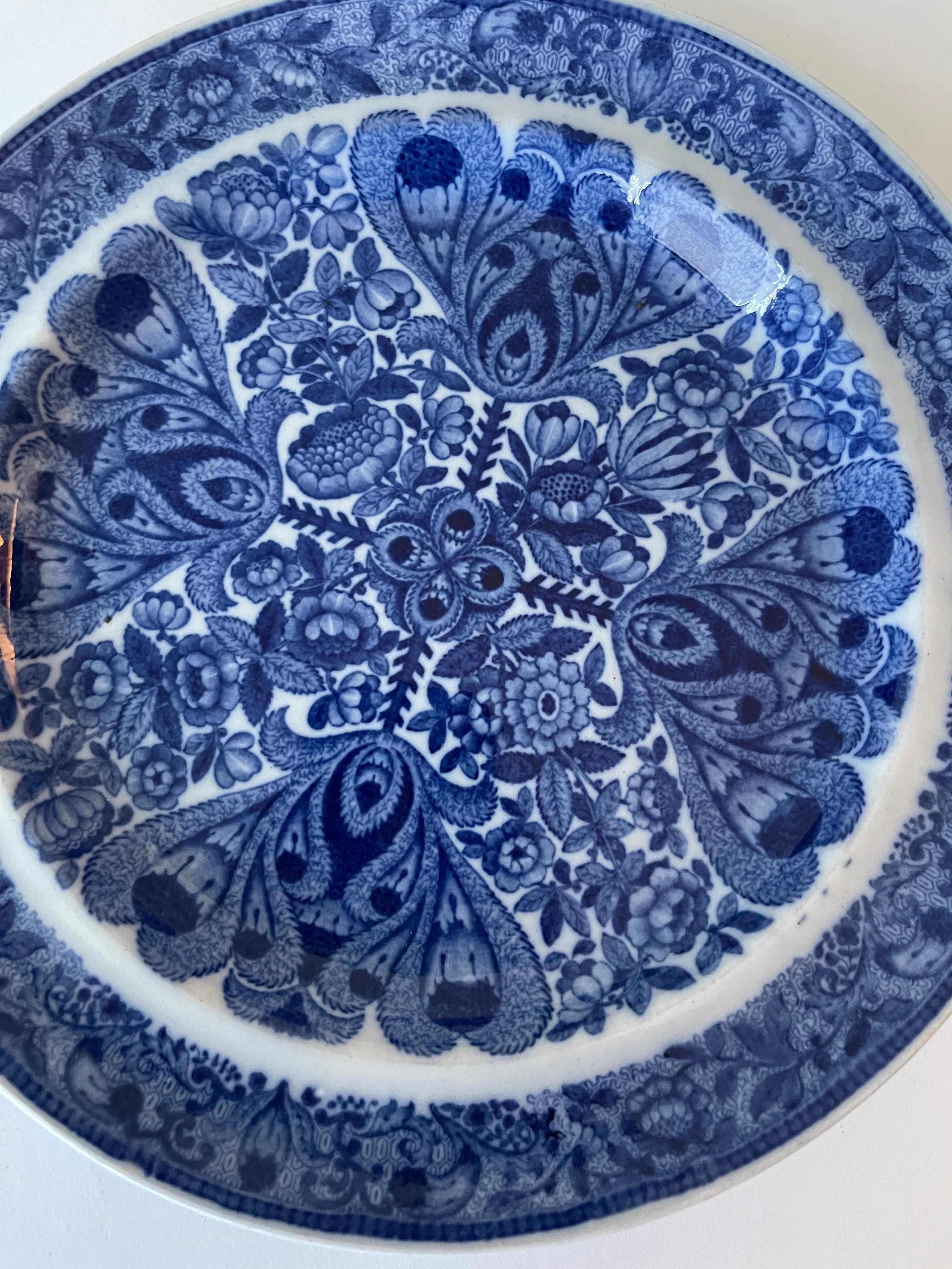 Porcelain Spode Flower Cross Pearlware Plates, Set of 5 For Sale