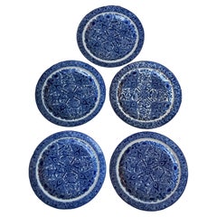 Spode Flower Cross Pearlware Plates, Set of 5