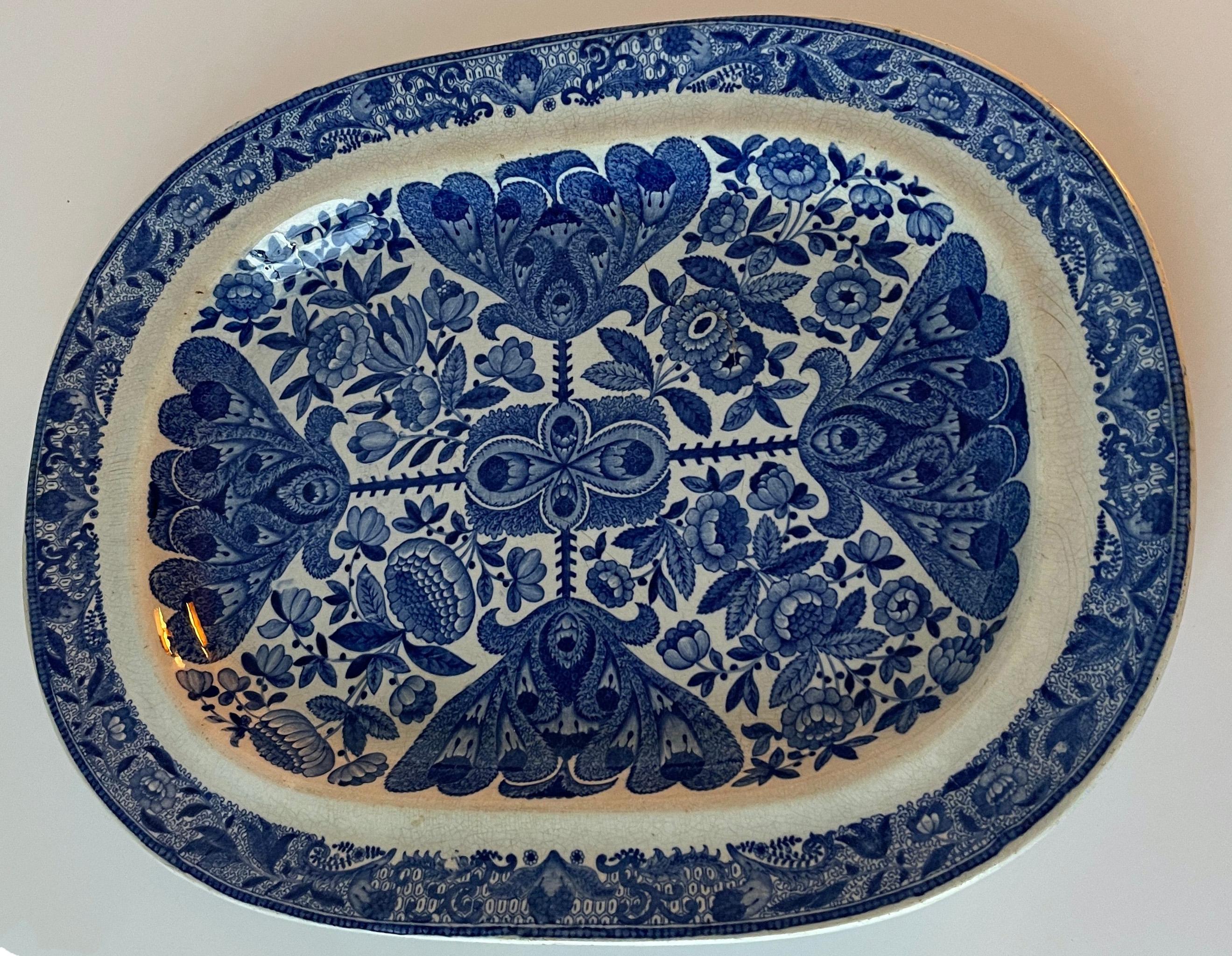 Regency Spode Flower Cross Pearlware Platter For Sale