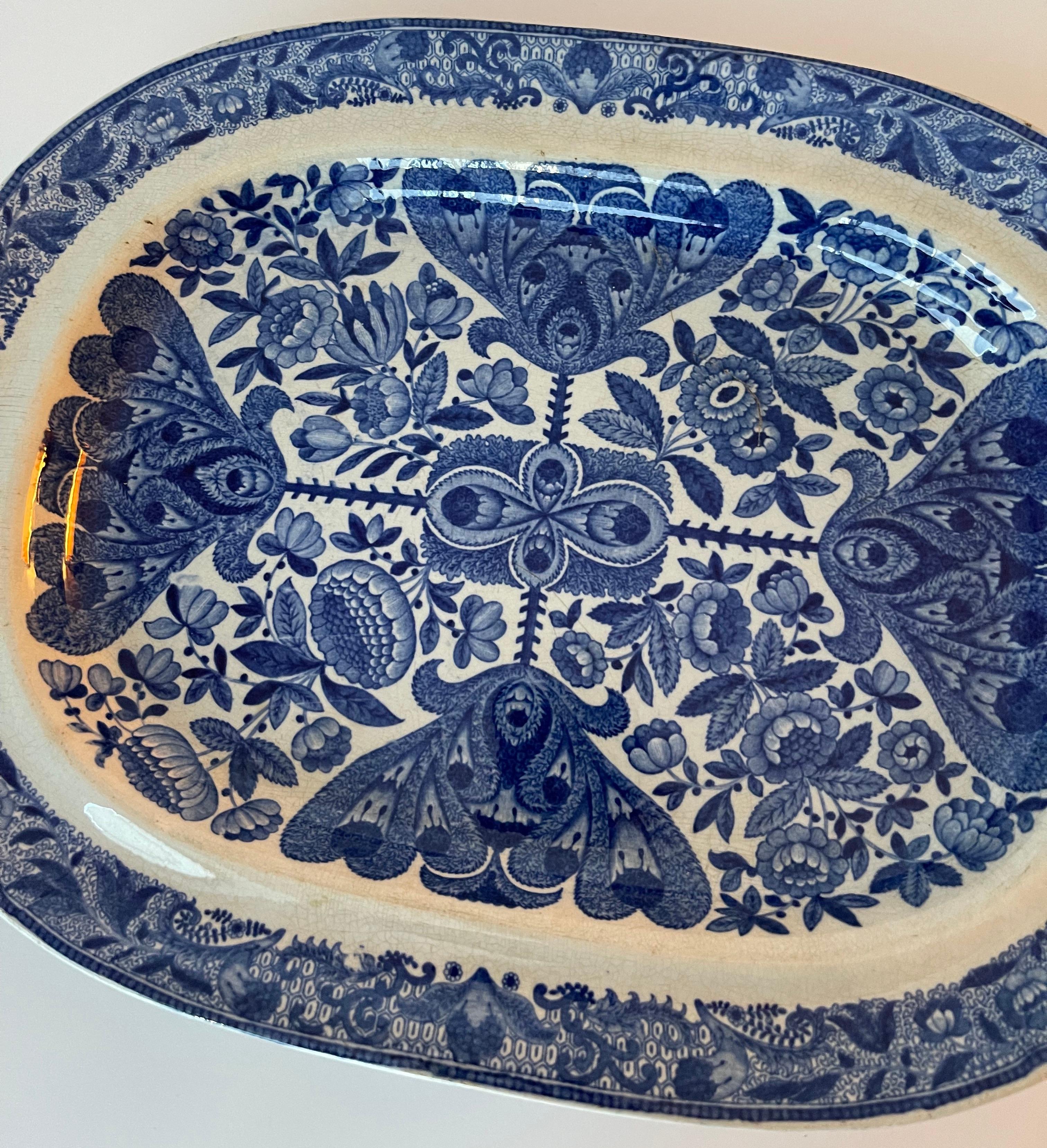Porcelain Spode Flower Cross Pearlware Platter For Sale