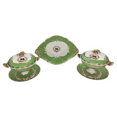 Spode Heraldric "Bear & Forbear" Dessert Tray & Covered Sauce Compotes C. 1840