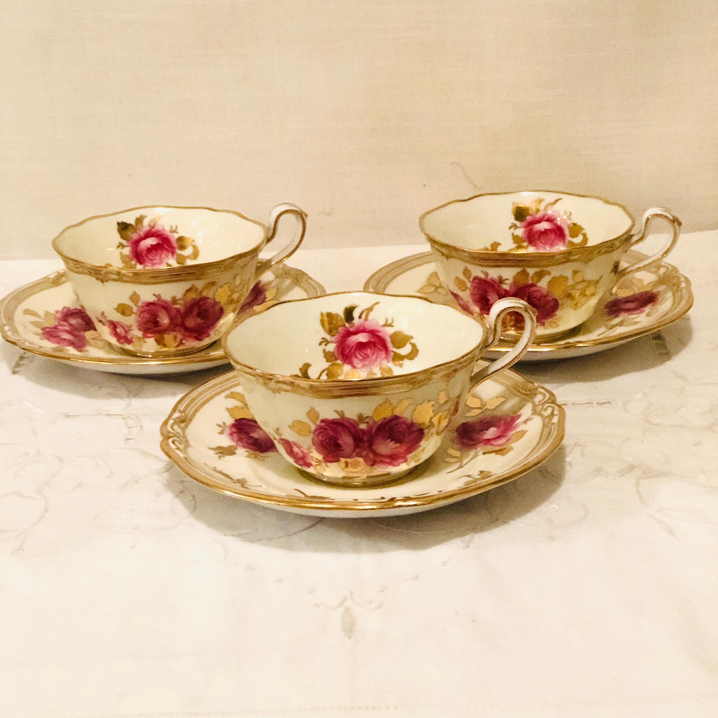 Spode Made for Tiffany 66 Piece Dinner Service Decorated with Large Pink Roses 4