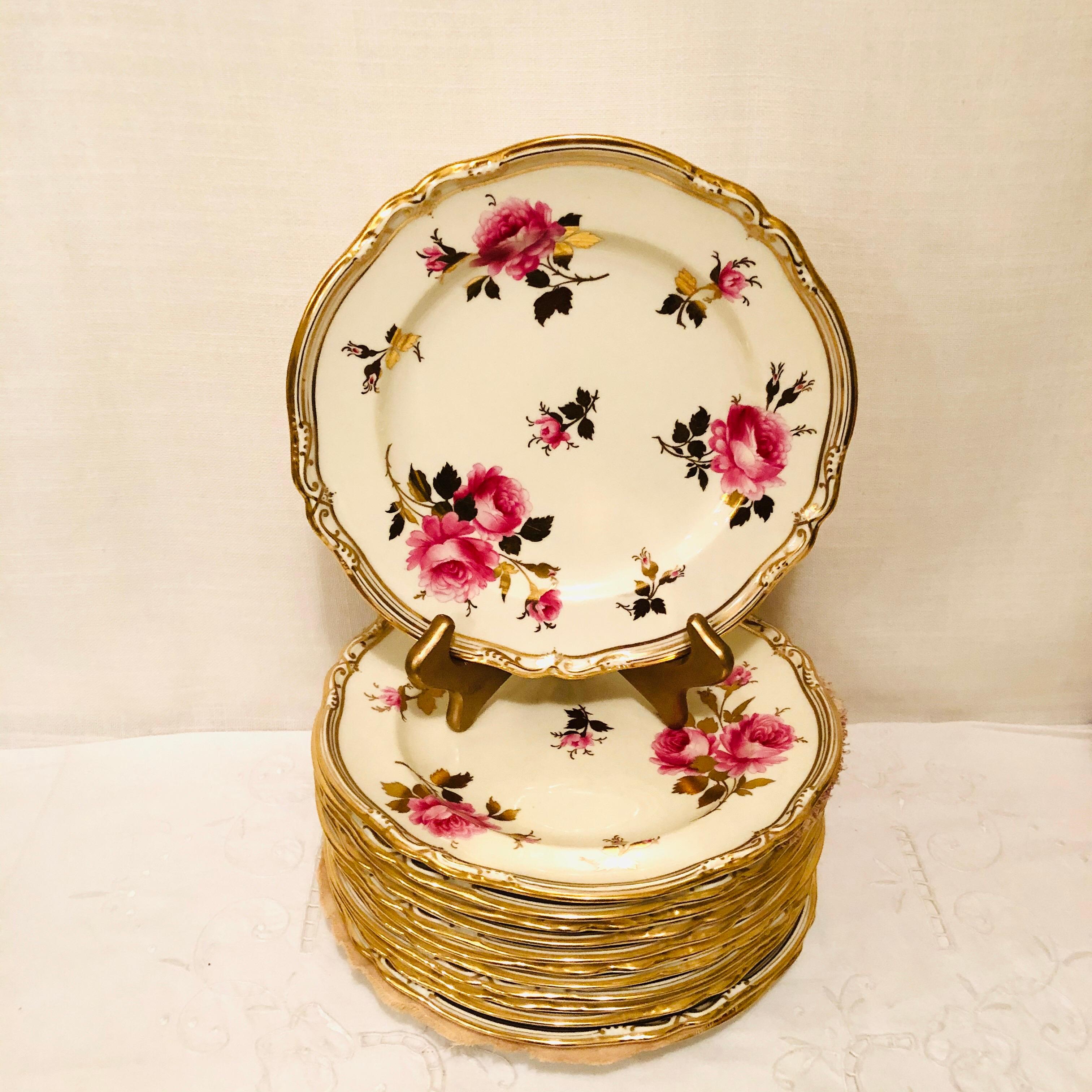 Early 20th Century Spode Made for Tiffany 66 Piece Dinner Service Decorated with Large Pink Roses