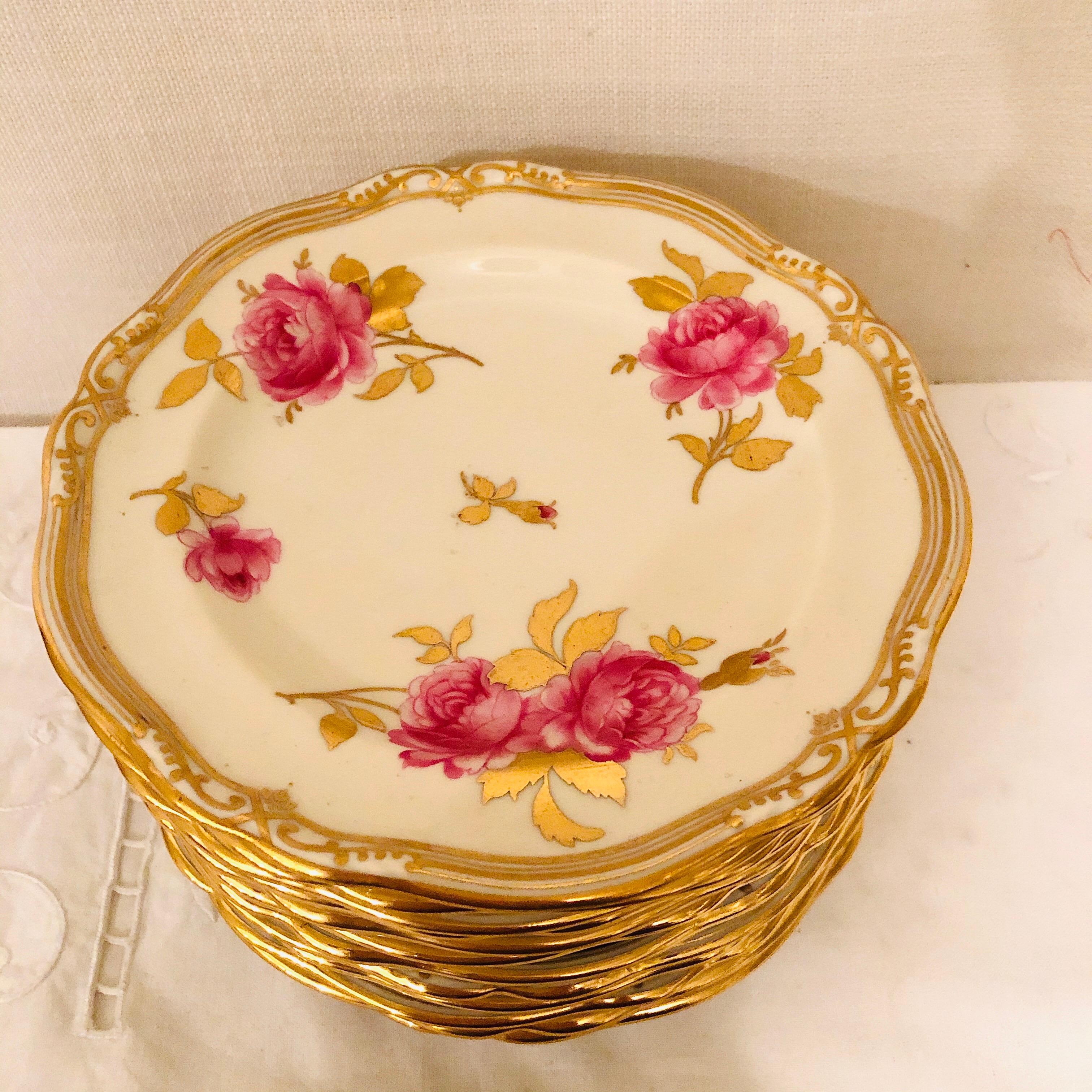 Spode Made for Tiffany 66 Piece Dinner Service Decorated with Large Pink Roses 1