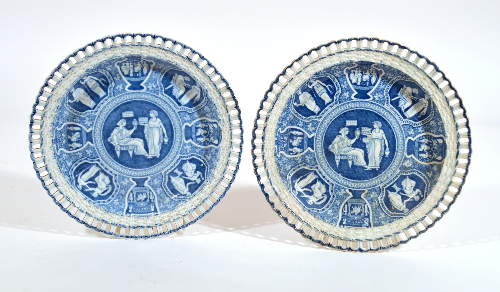 Spode neo-classical Greek pattern blue openwork dessert plates,
Ceres with a Priestess,
Four plates (4)
Early 19th century
From a large collection of Greek pattern Spode- more pieces will be added over time.

The Spode Greek pattern pottery