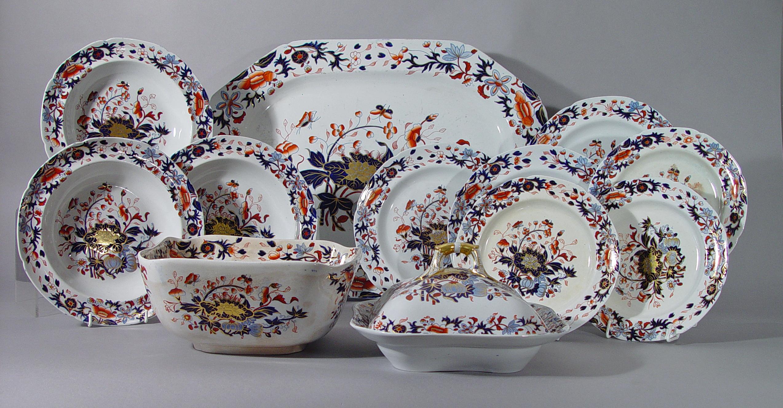 English Spode New Stone China Dinner Service Eighty Four Pieces, Pattern #3504 For Sale