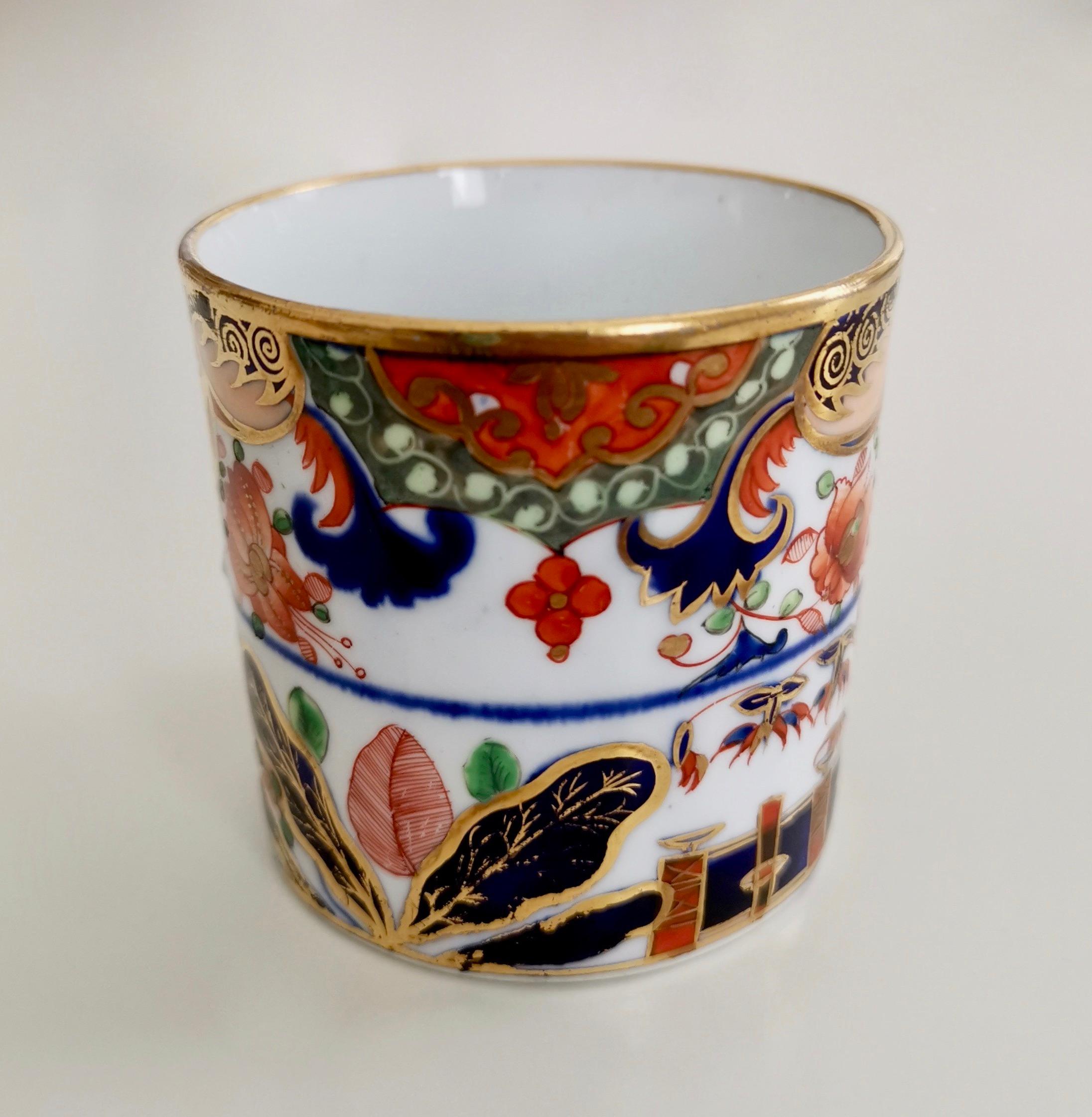 English Spode Orphaned Porcelain Coffee Can, Imari Tobacco Leaf Patt. 967, Georgian 1806