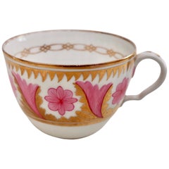 Antique Spode Orphaned Porcelain Teacup, Pink and Gilt Regency, circa 1810