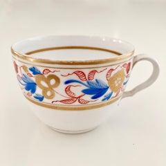 Spode Orphaned Porzellan-Teekanne, Weiß mit roten und blauen Blumen, georgianisch, 1807