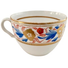 Spode Orphaned Porcelain Teacup, White with Red & Blue Flowers, Georgian, 1807