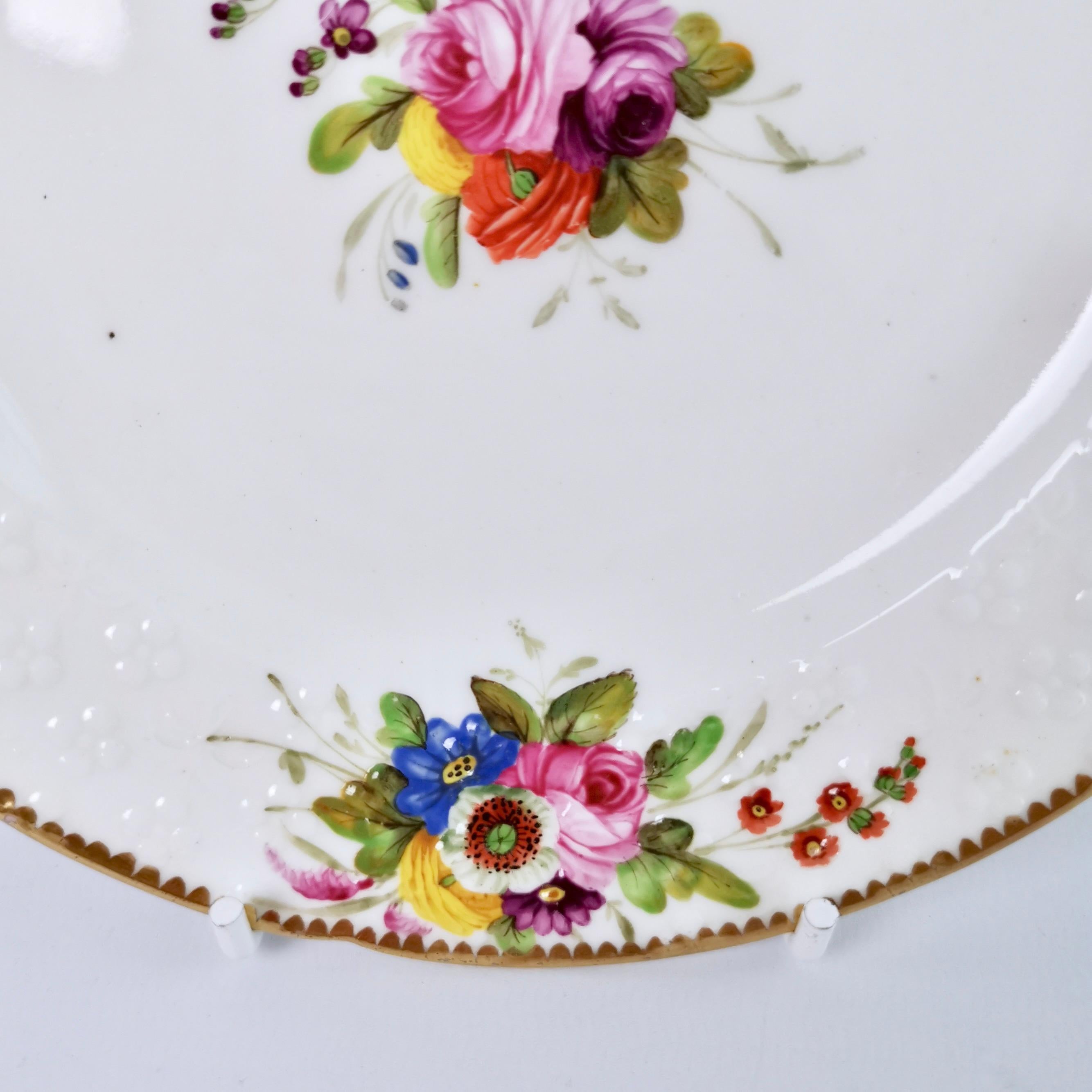 Spode Pair of Porcelain Tea Plates, White with Flower Sprays, Regency ca 1816 3