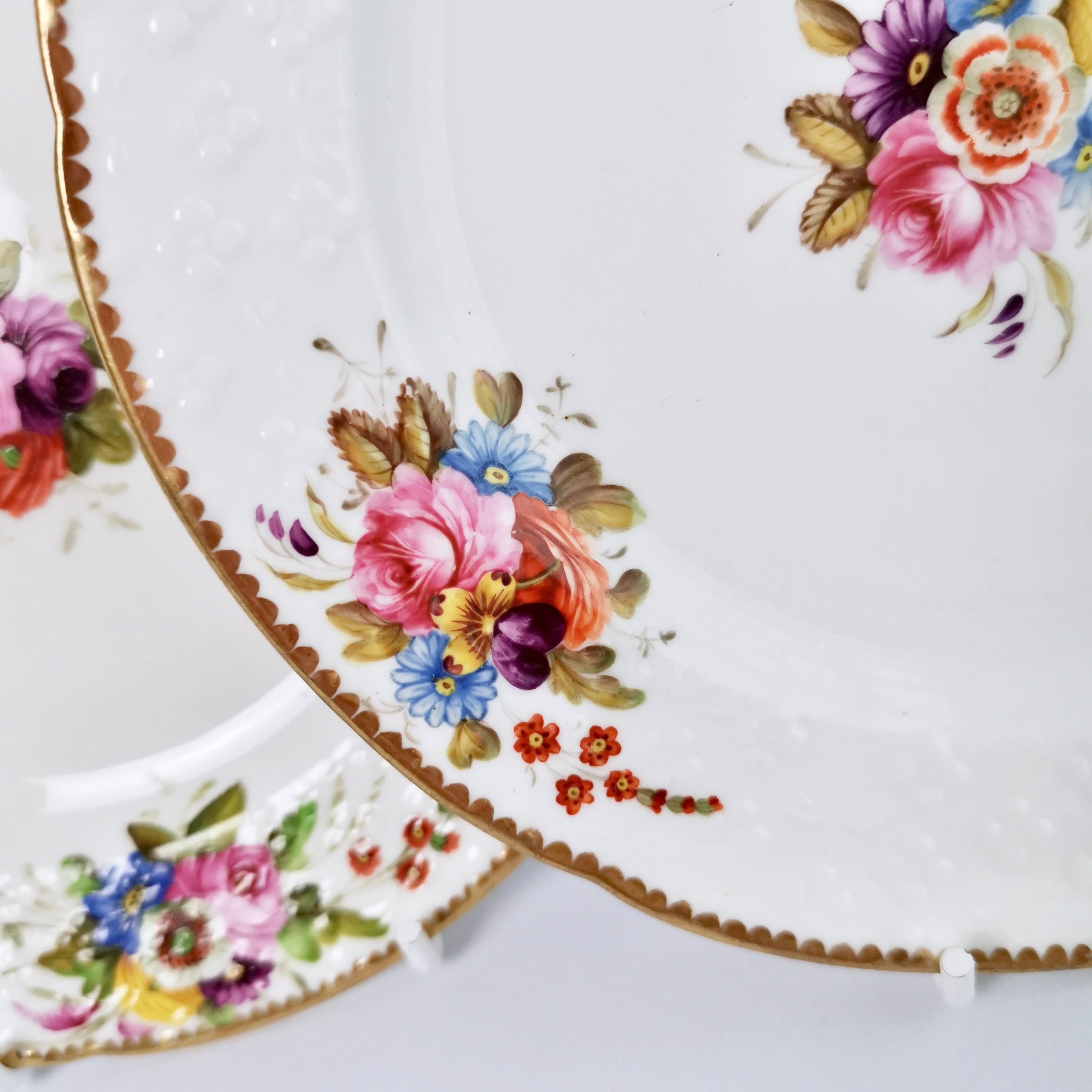 Spode Pair of Porcelain Tea Plates, White with Flower Sprays, Regency ca 1816 4