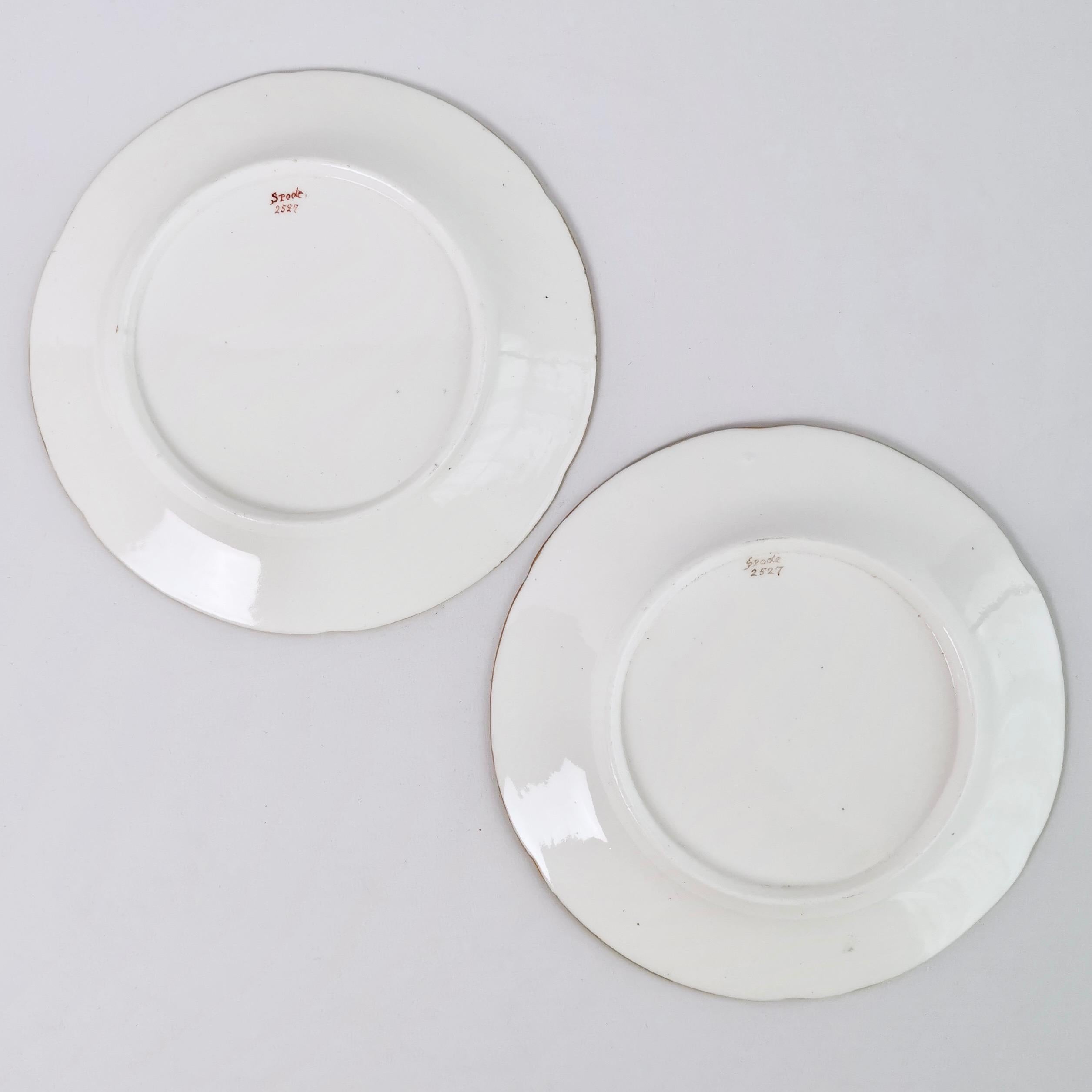 Spode Pair of Porcelain Tea Plates, White with Flower Sprays, Regency ca 1816 6