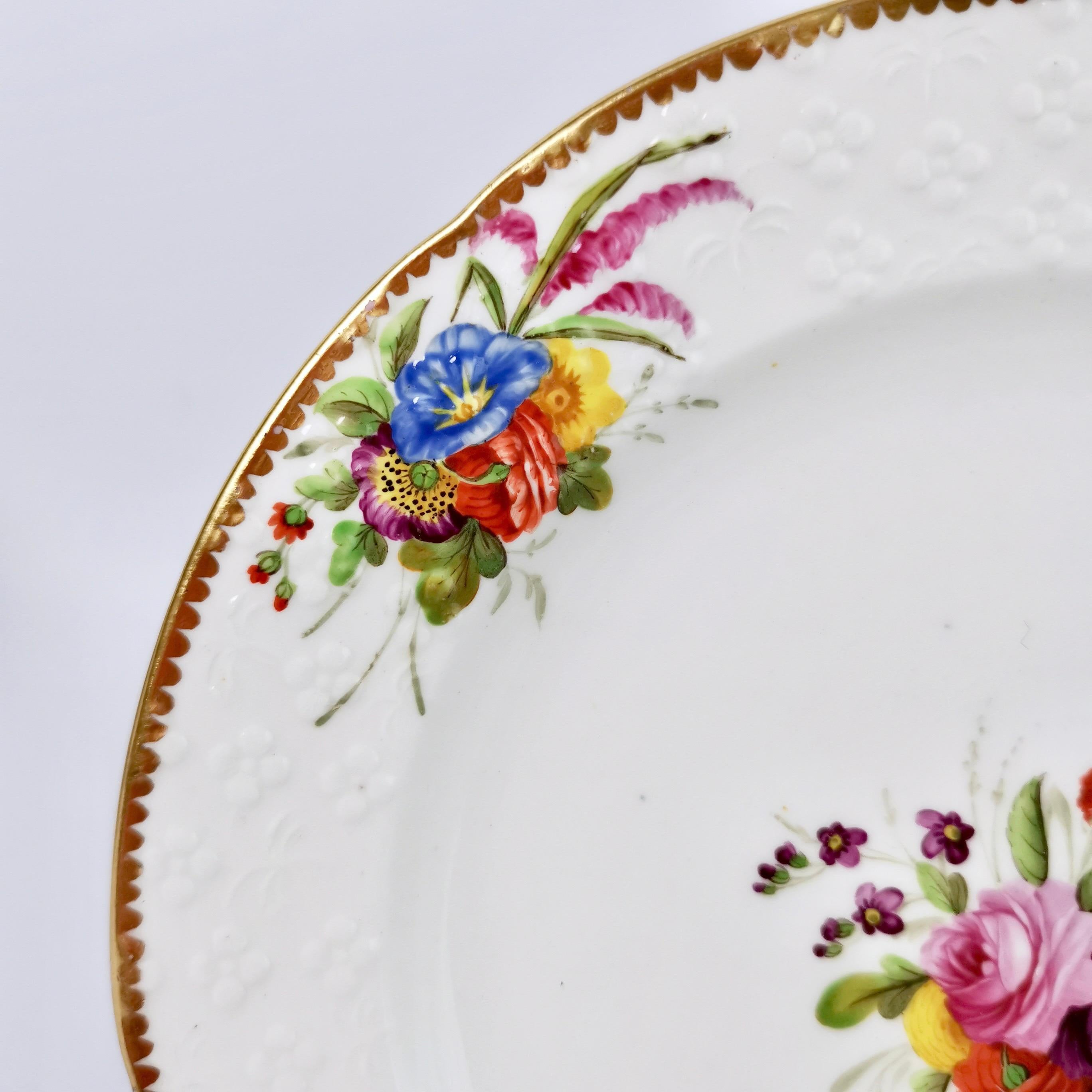 Spode Pair of Porcelain Tea Plates, White with Flower Sprays, Regency ca 1816 In Good Condition In London, GB