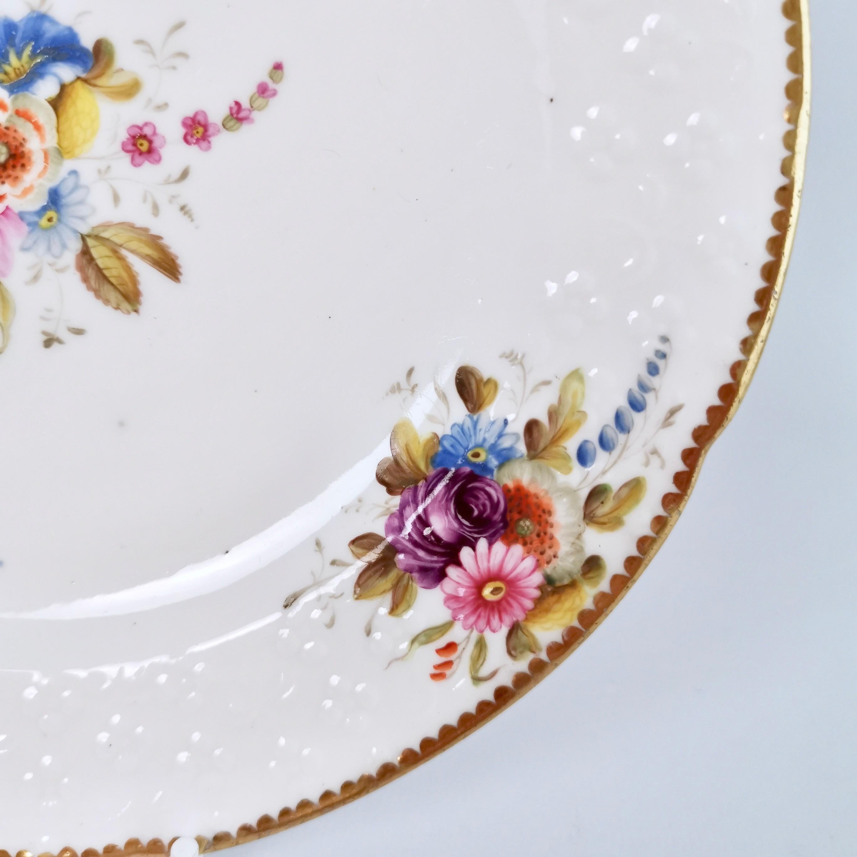 Spode Pair of Porcelain Tea Plates, White with Flower Sprays, Regency ca 1816 2