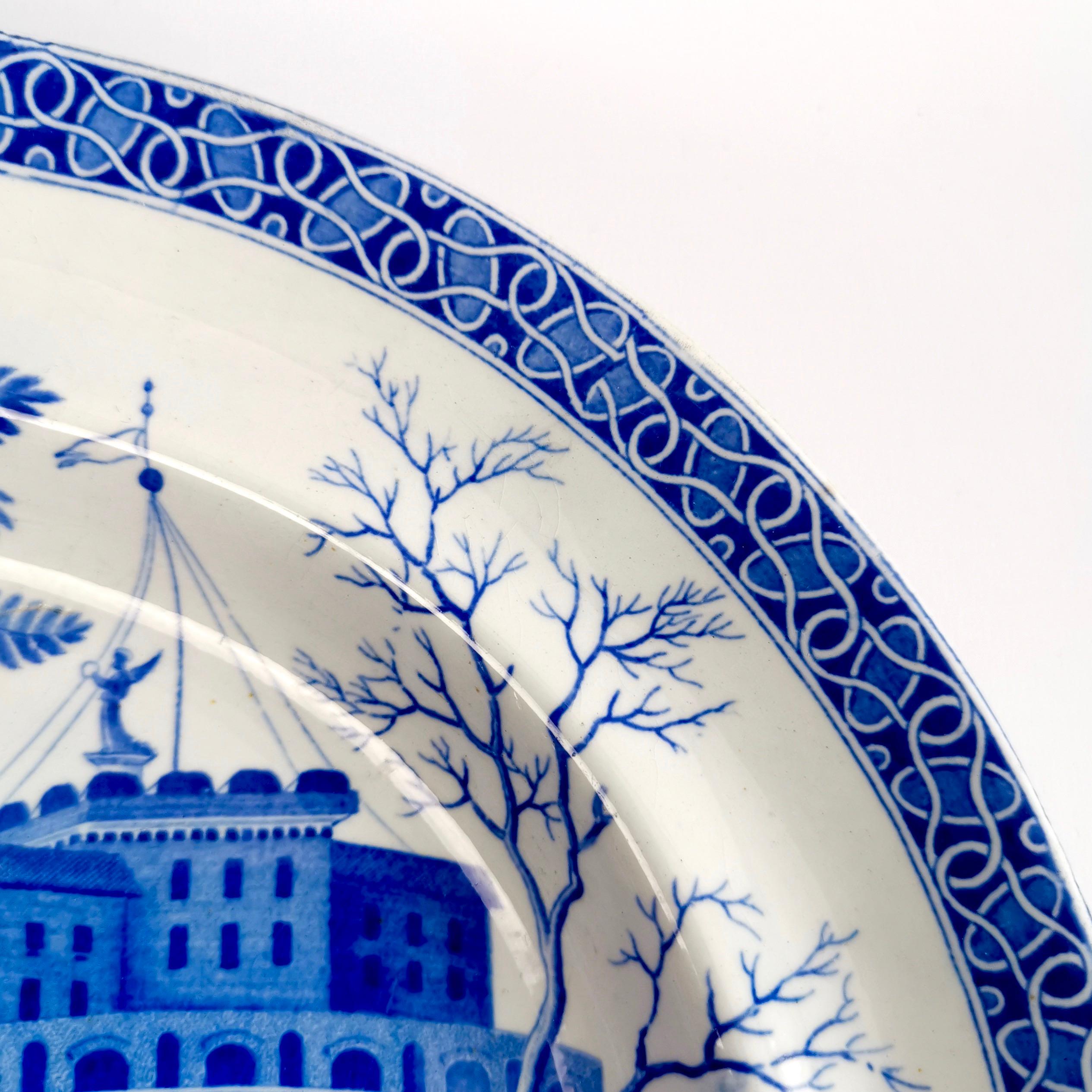 Spode Pearlware Meat Platter, Blue and White Tiber Pattern, Regency, 1811-1833 5