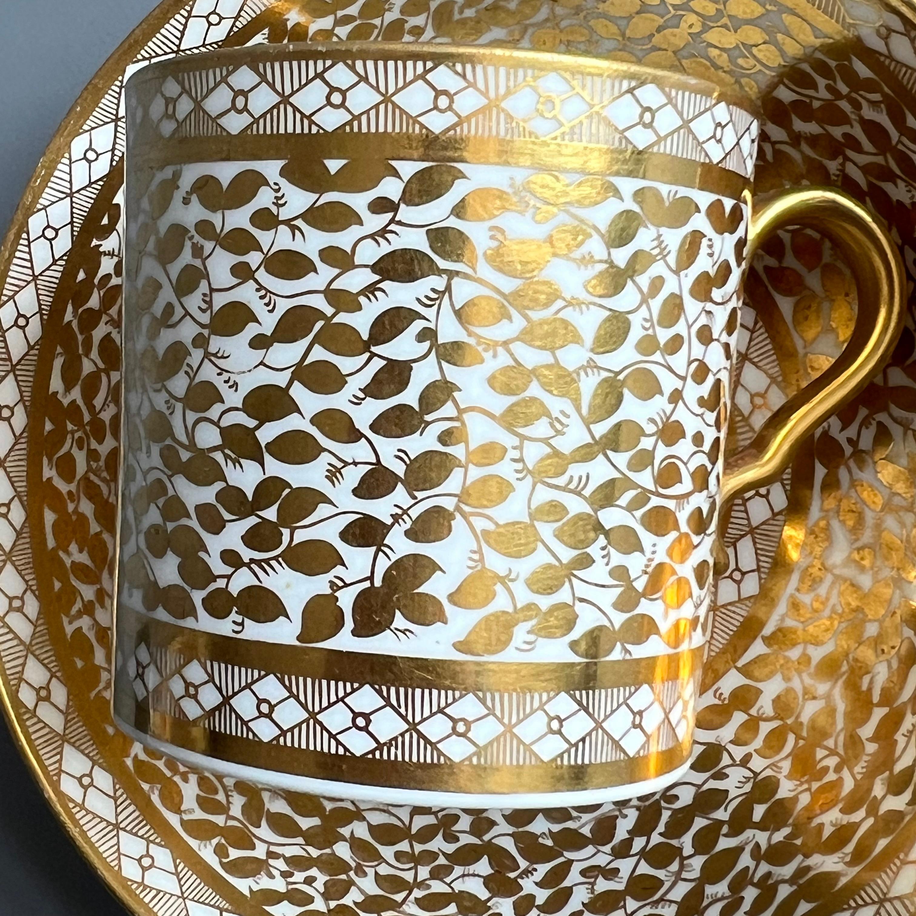 Spode Porcelain Coffee Can, Neoclassical Gilt Foliage, Georgian ca 1804 1