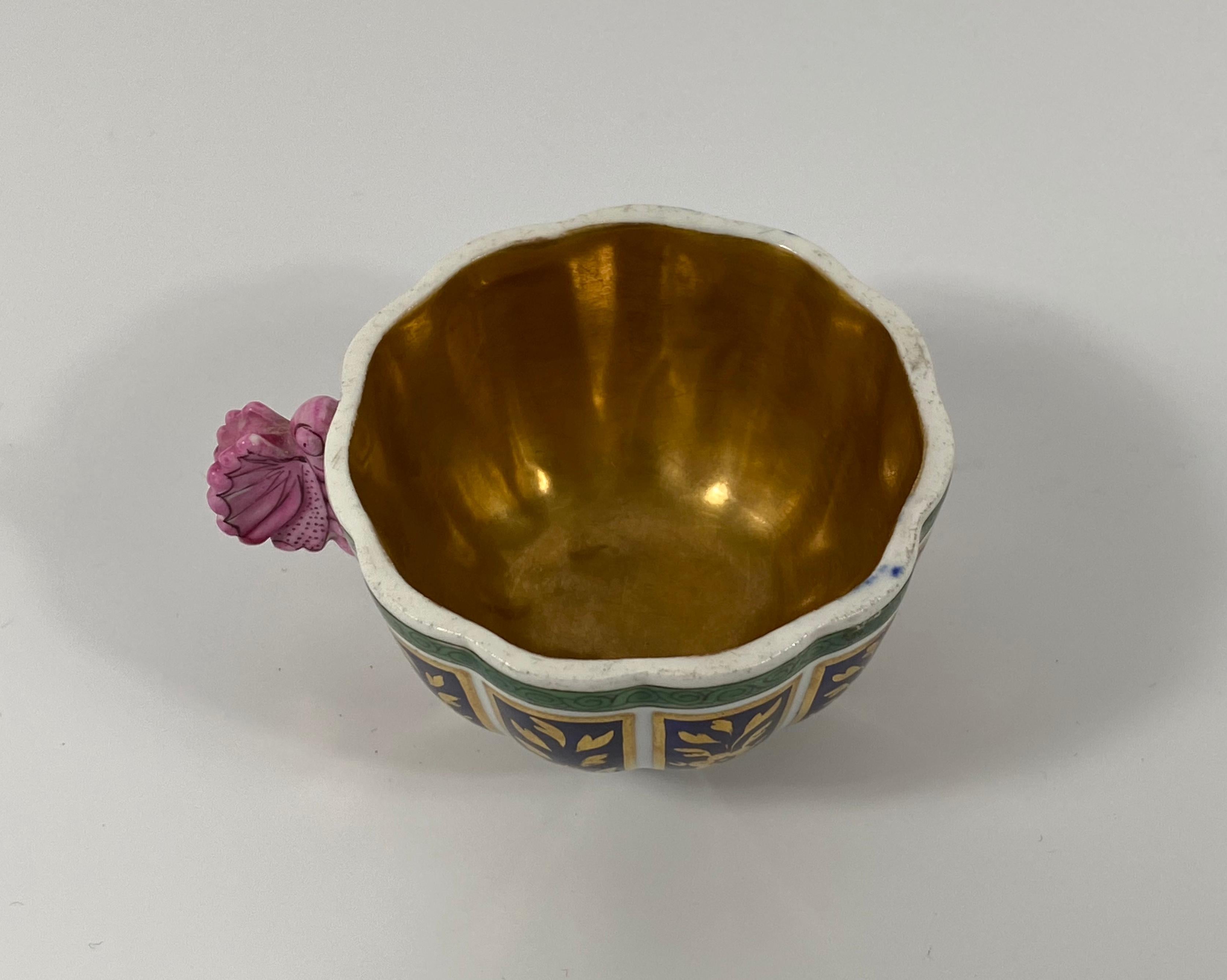 Fired Spode Porcelain Cup and Saucer, ‘Butterfly’ Handle, circa 1810
