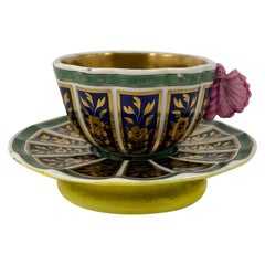 Spode Porcelain Cup and Saucer, ‘Butterfly’ Handle, circa 1810