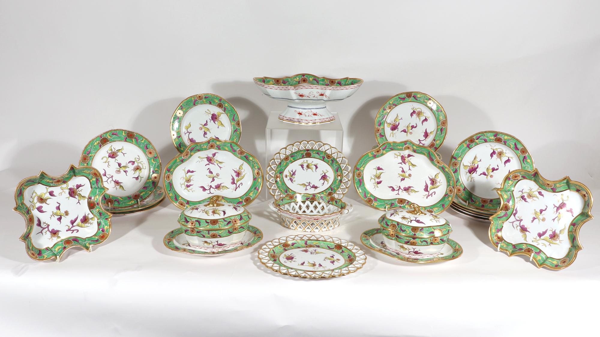 Spode Porcelain Dessert Service, Pattern # 302, Thirty Two Pieces 14