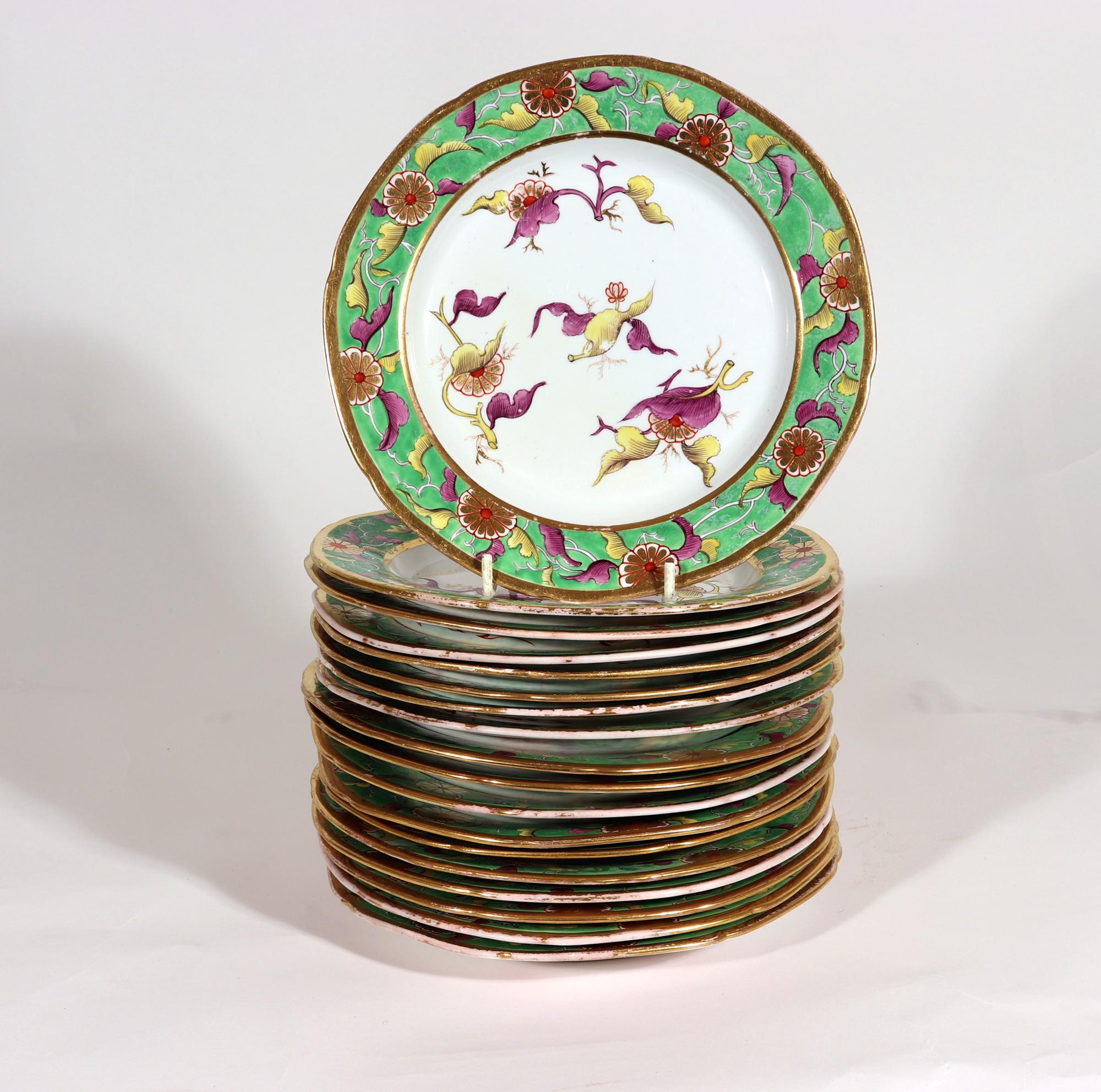 Spode Porcelain Dessert Service, Pattern # 302, Thirty Two Pieces In Good Condition In Downingtown, PA