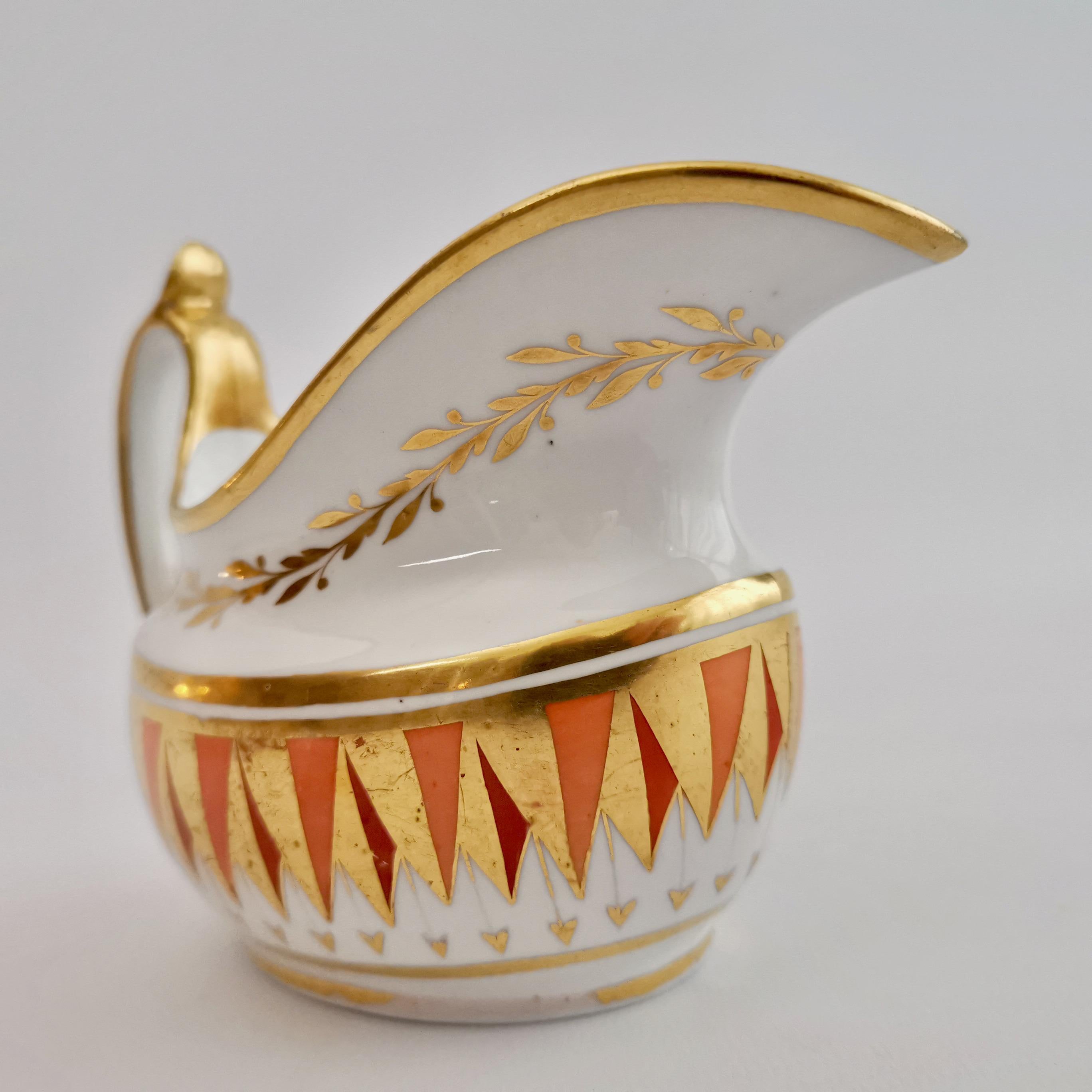 Spode Porcelain Milk Jug, Orange and Gilt, Regency, circa 1805 1