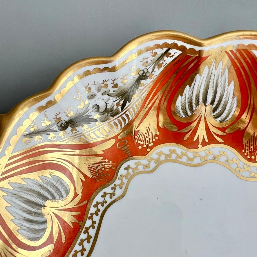 Early 19th Century Spode Porcelain Shell Dish, Orange and Gilt Neoclassical Design, ca 1810 For Sale
