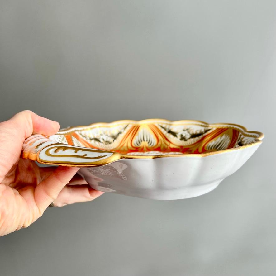 Spode Porcelain Shell Dish, Orange and Gilt Neoclassical Design, ca 1810 For Sale 3