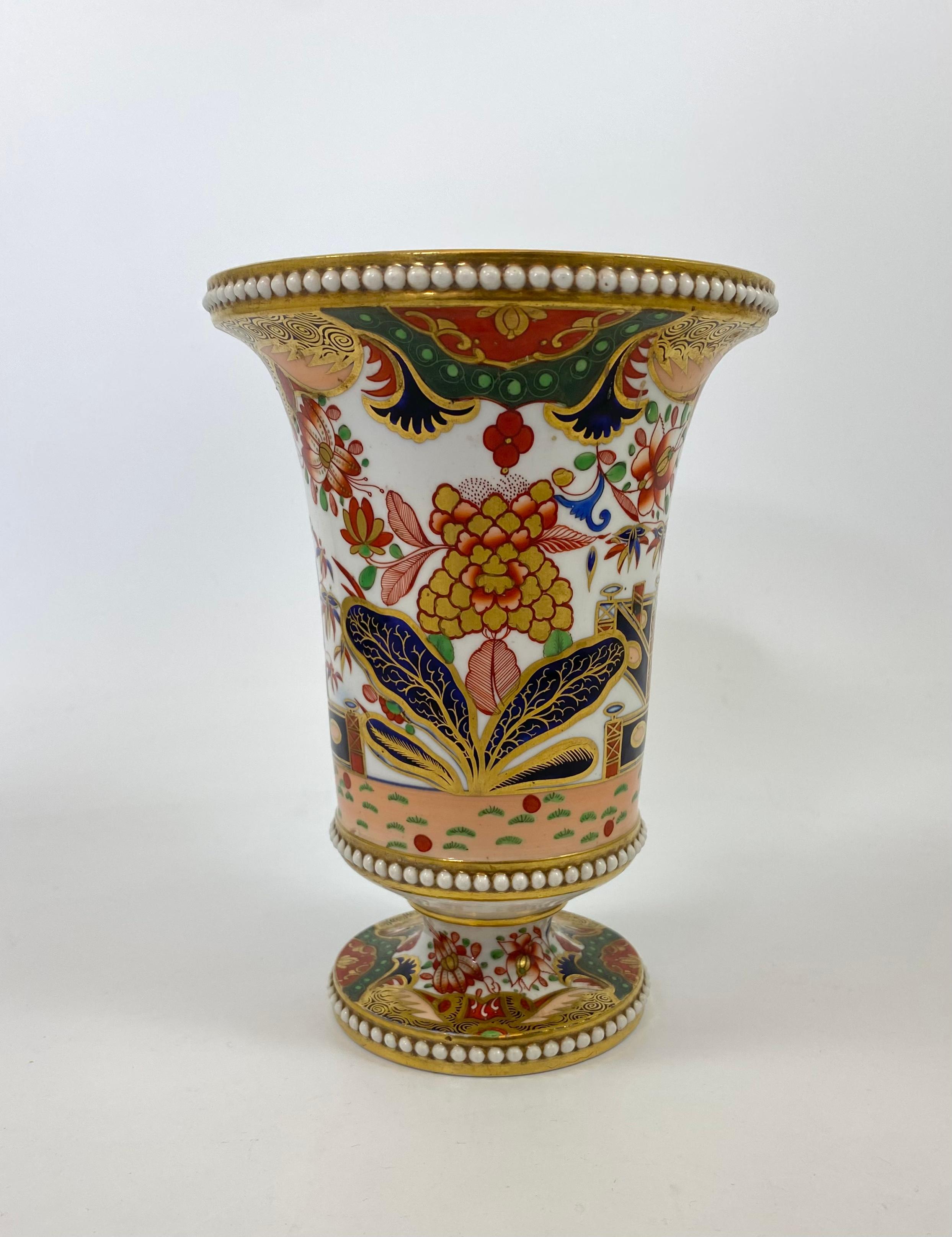 Georgian Spode Porcelain Spill Vase Garniture. Imari Pattern, c. 1810
