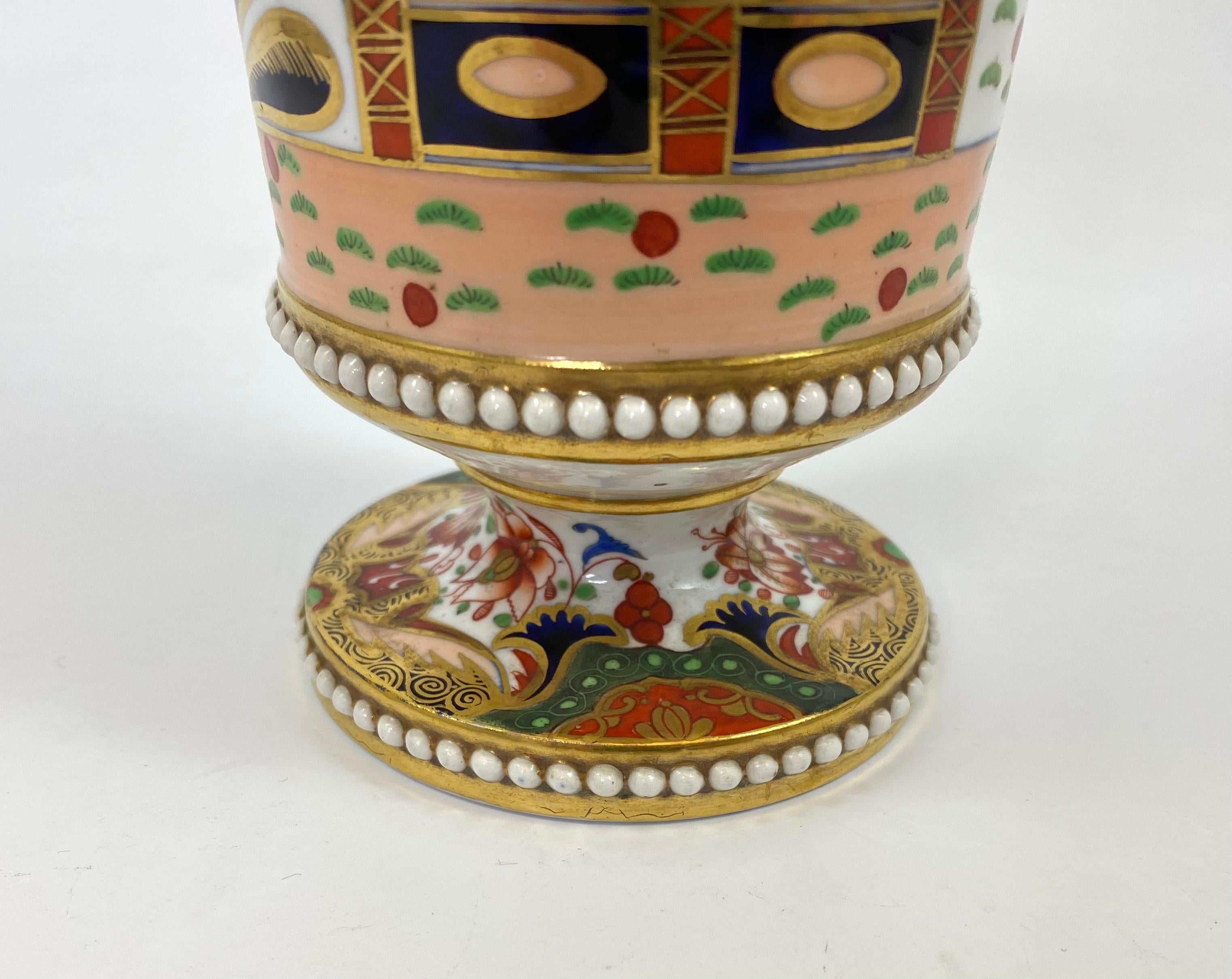 English Spode Porcelain Spill Vase Garniture. Imari Pattern, c. 1810