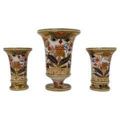 Antique Spode Porcelain Spill Vase Garniture. Imari Pattern, c. 1810