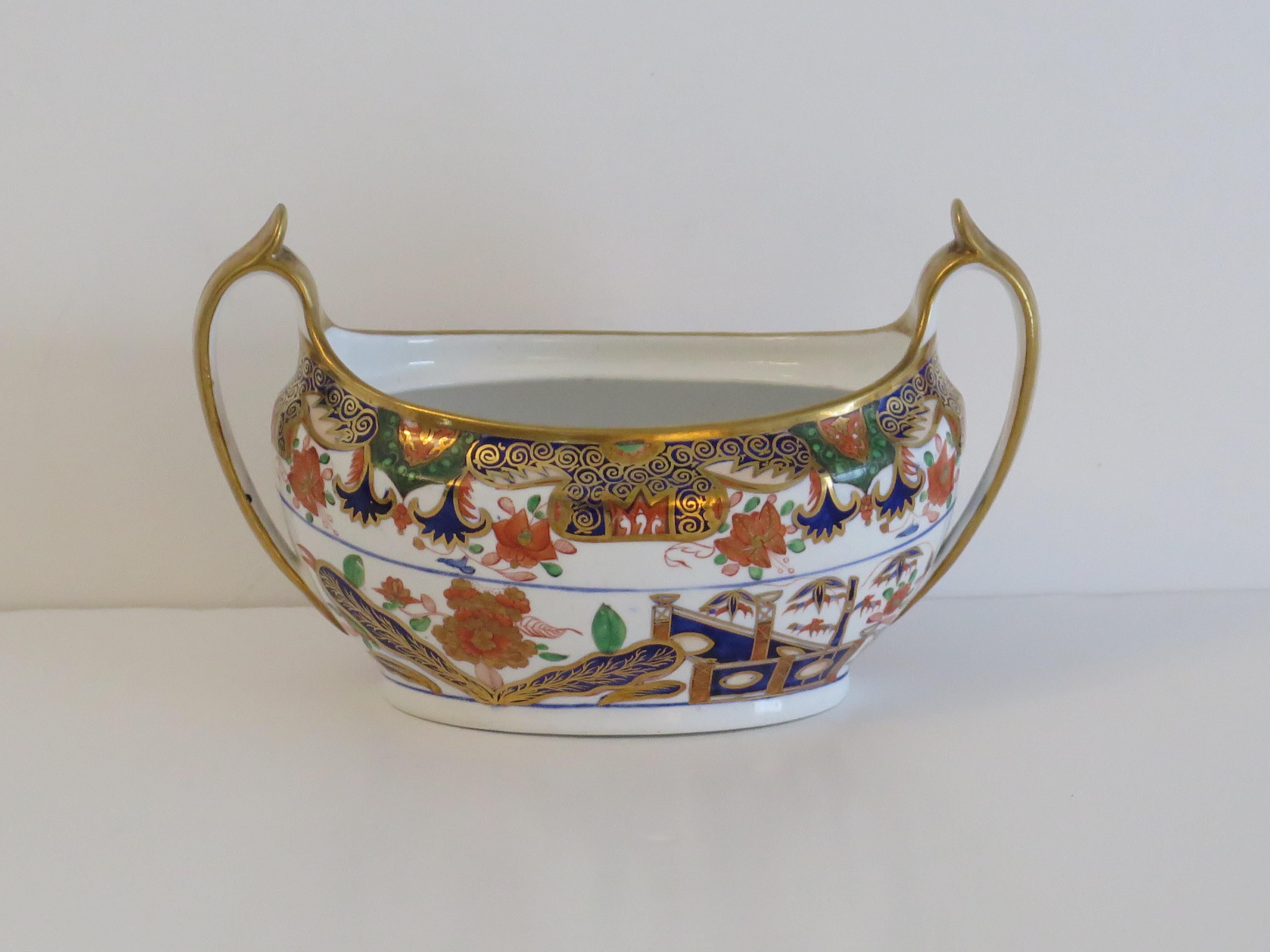 19th Century Spode Porcelain Sucrier Hand Painted and Gilded Pattern 967, circa 1810 For Sale