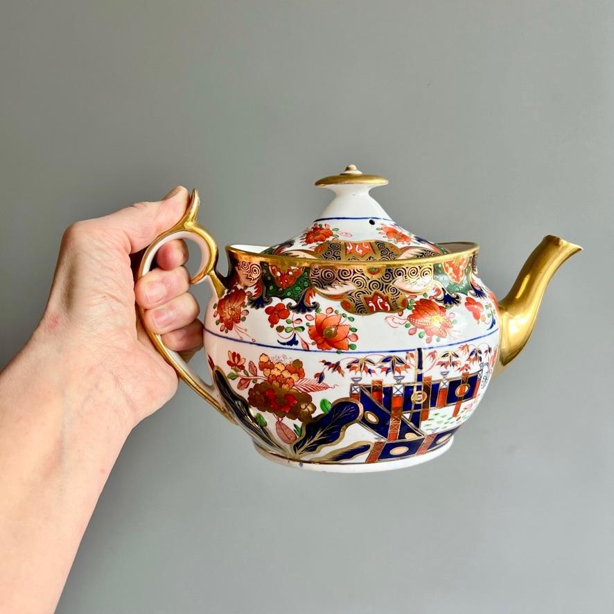 English Spode Porcelain Tea Service, Imari Tobacco Leaf Pattern 967, Georgian ca 1810 For Sale
